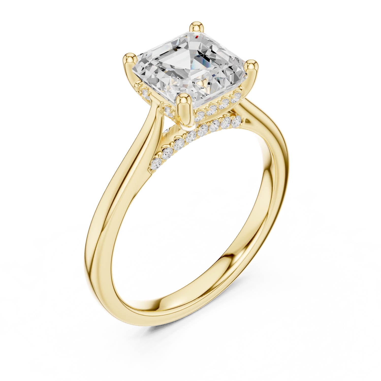 2.14 Ct. Asscher Cut Diamond Ring with Hidden Halo and Cathedral Setting (DDLR-163-R00837-AC)