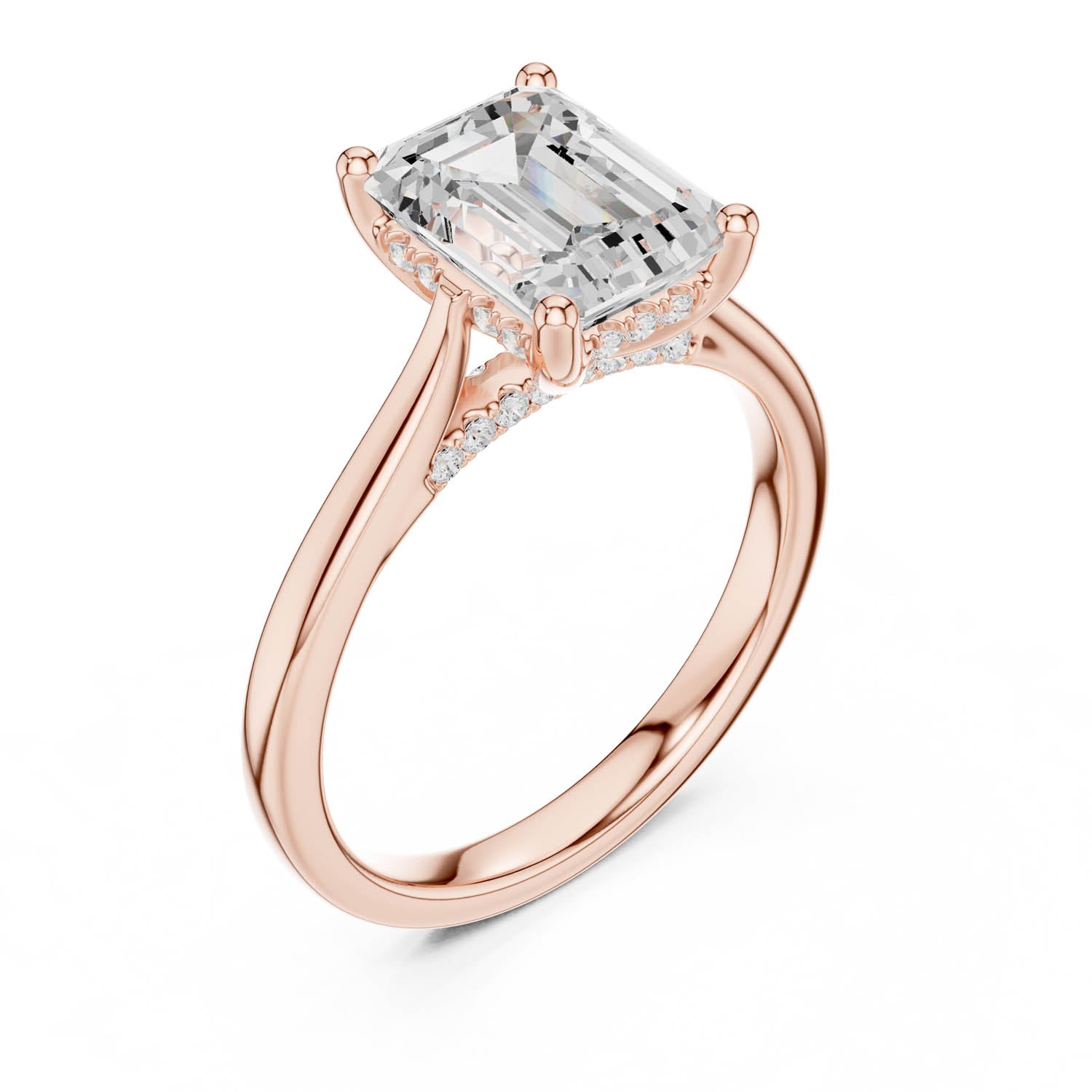 2.15 Ct. Emerald Cut Diamond Ring with Hidden Halo and Cathedral Setting (DDLR-163-R00837-EM) 9
