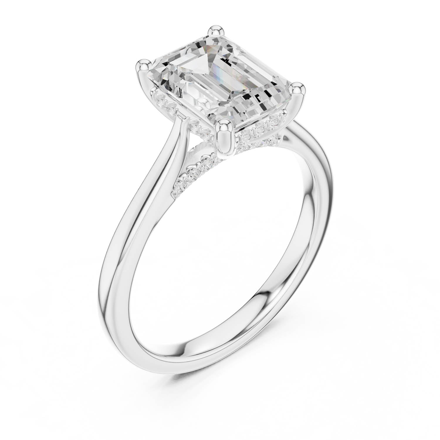 2.15 Ct. Emerald Cut Diamond Ring with Hidden Halo and Cathedral Setting (DDLR-163-R00837-EM) 4