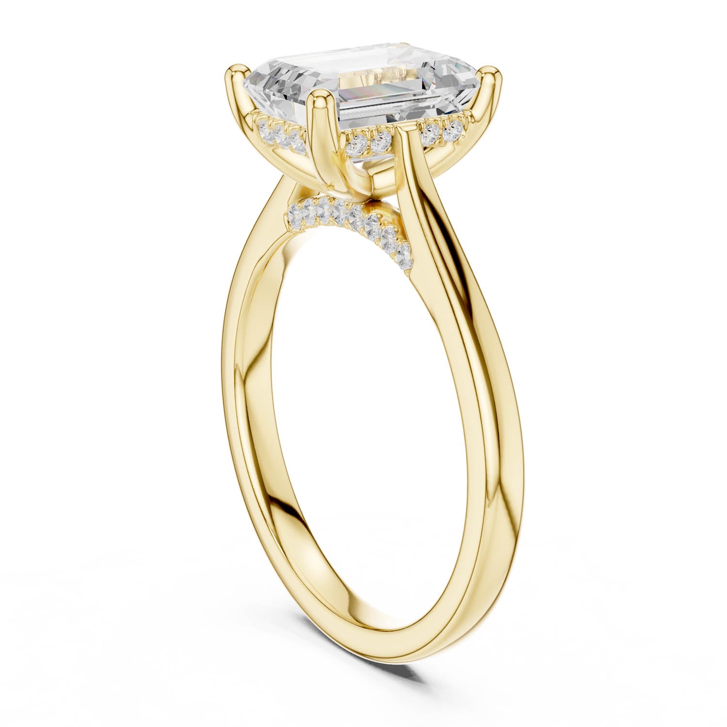 2.15 Ct. Emerald Cut Diamond Ring with Hidden Halo and Cathedral Setting (DDLR-163-R00837-EM) 8