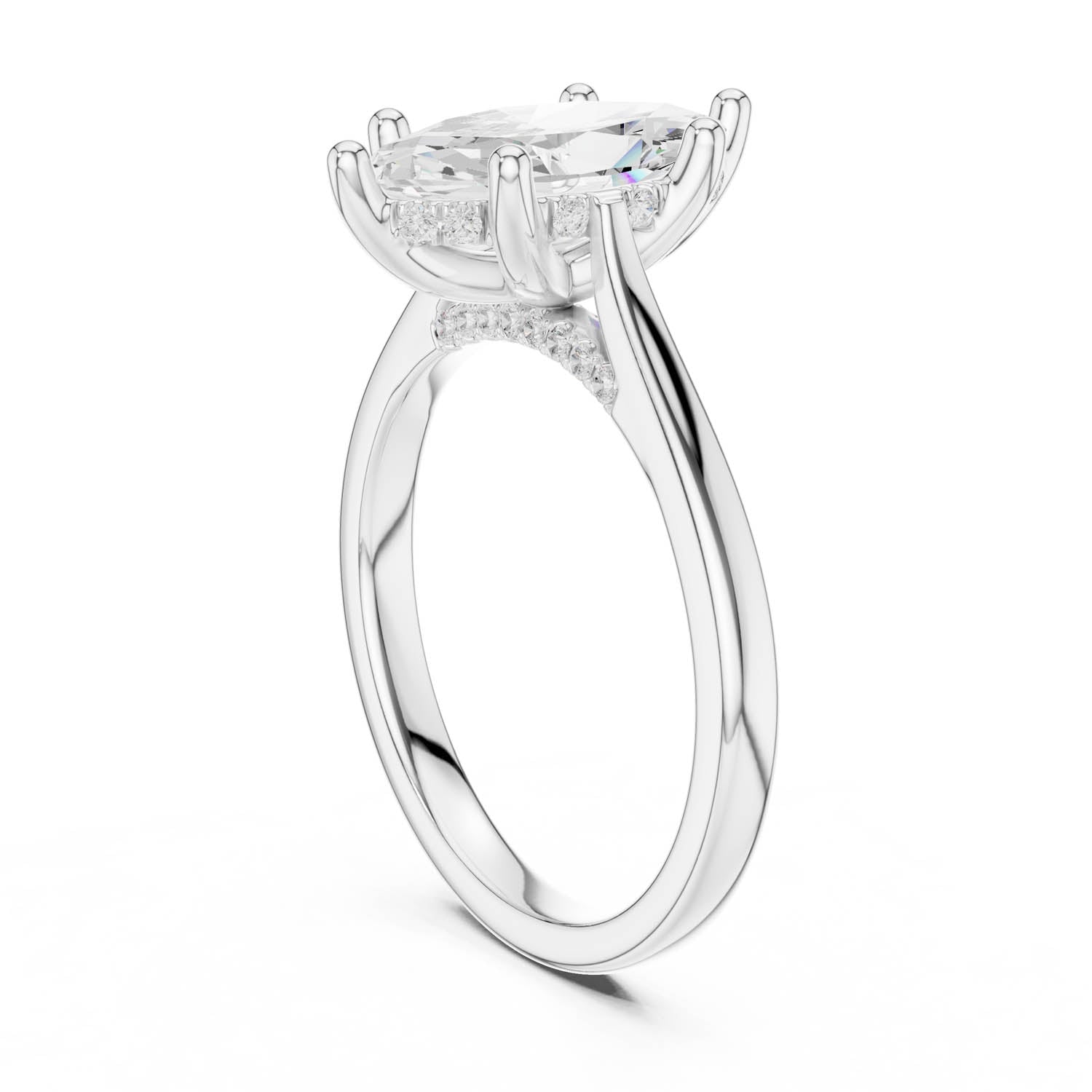 2.14 Ct. Cathedral Marquise Diamond Ring with Hidden Halo (DDLR-163-R00837-MQ) 10