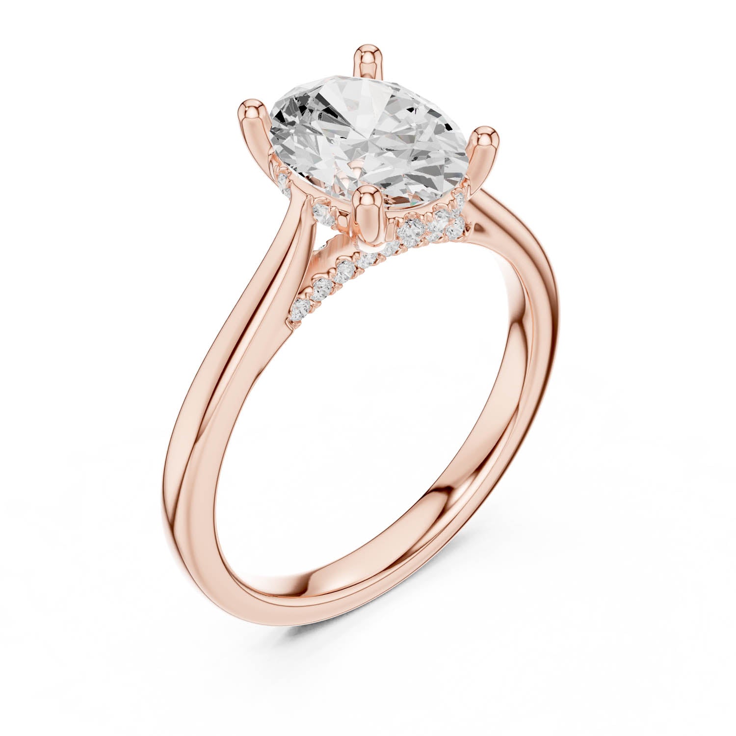 2.13 Ct. Classic Oval Diamond Ring with Cathedral Setting and Hidden Halo (DDLR-163-R00837-OV) 9