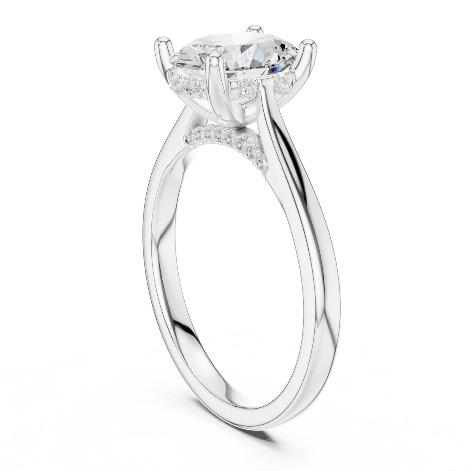2.13 Ct. Classic Oval Diamond Ring with Cathedral Setting and Hidden Halo (DDLR-163-R00837-OV) 10