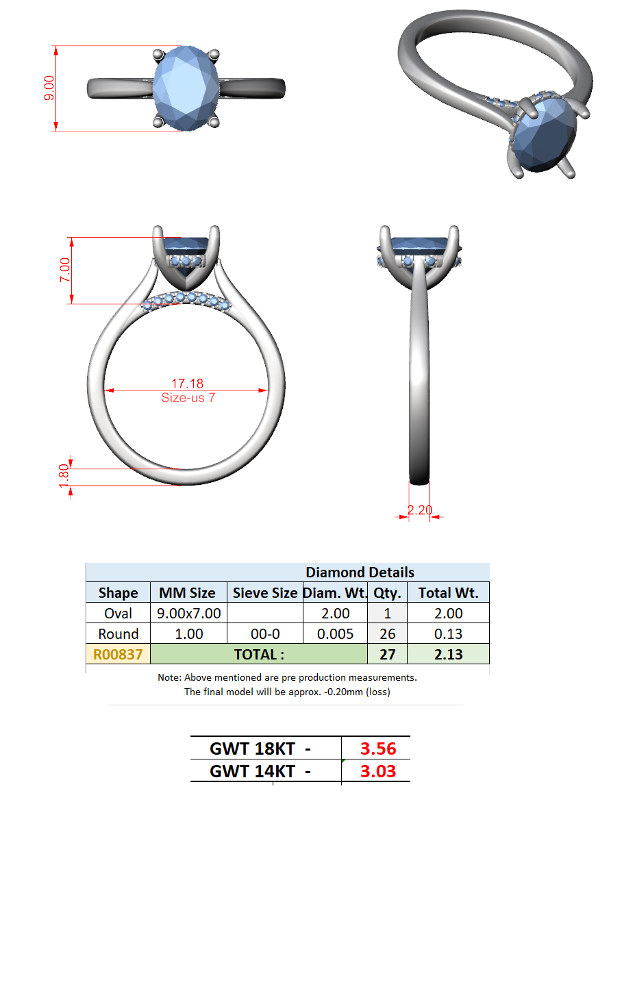 2.13 Ct. Classic Oval Diamond Ring with Cathedral Setting and Hidden Halo (DDLR-163-R00837-OV) 13
