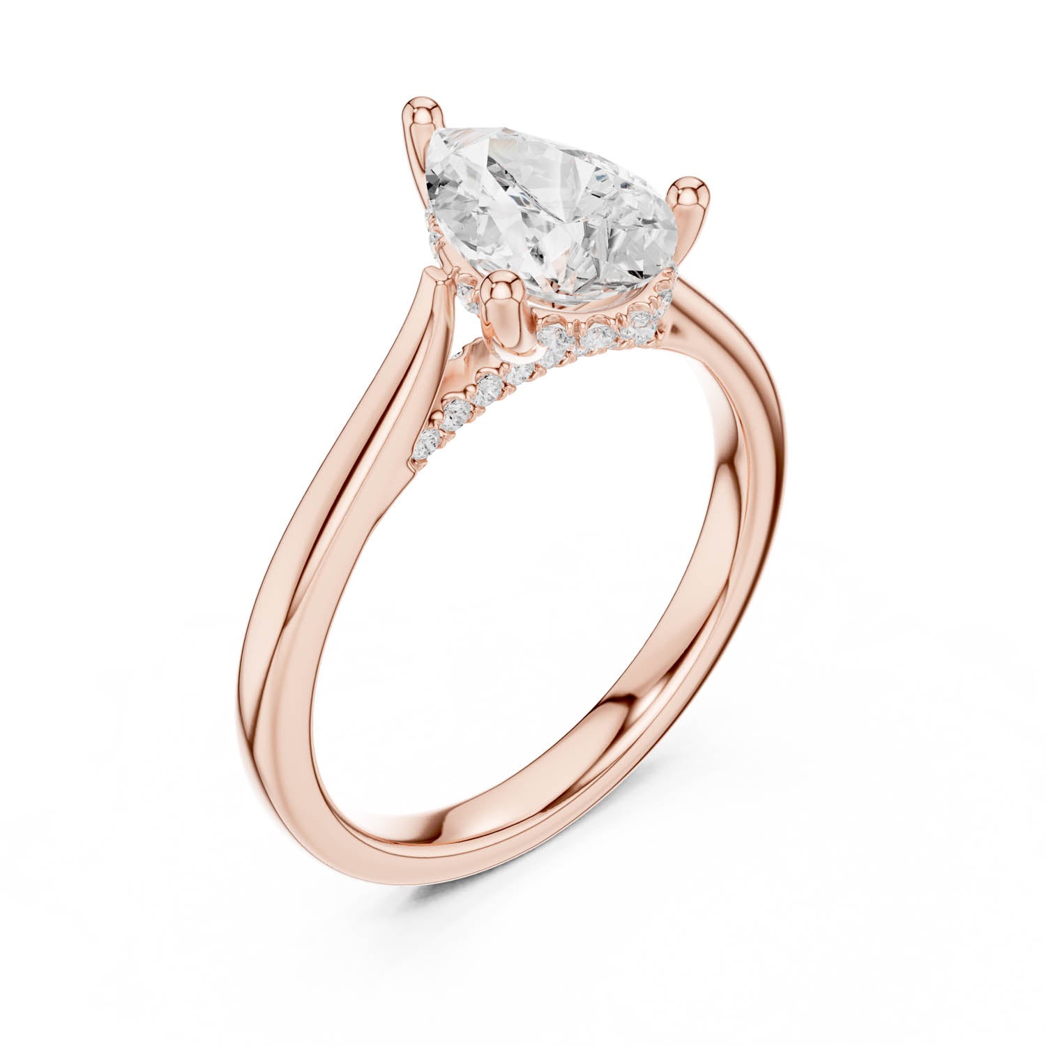 2.14 Ct. Classic Pear Diamond Ring with Cathedral Setting and Hidden Halo (DDLR-163-R00837-PE) 9