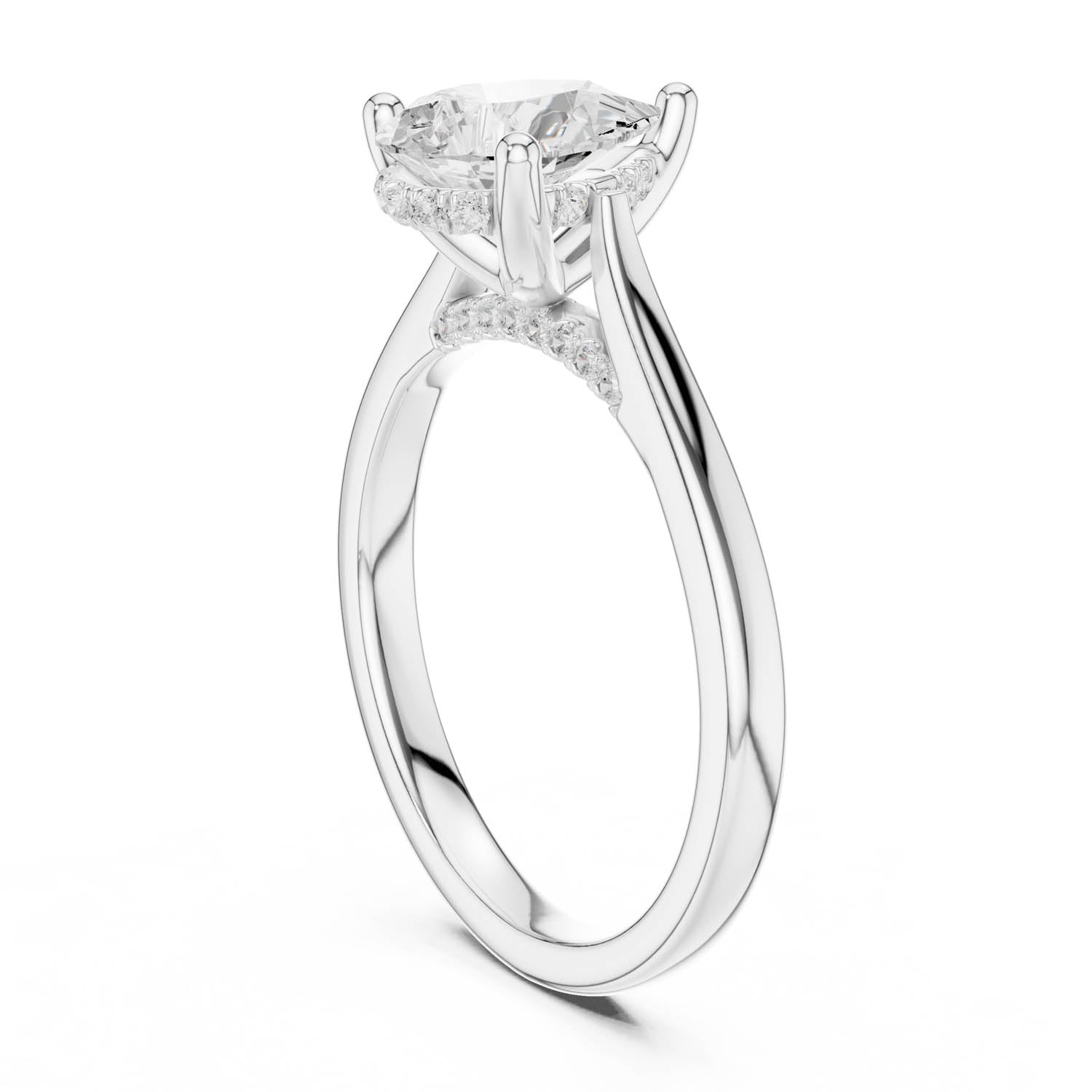 2.14 Ct. Classic Pear Diamond Ring with Cathedral Setting and Hidden Halo (DDLR-163-R00837-PE) 10
