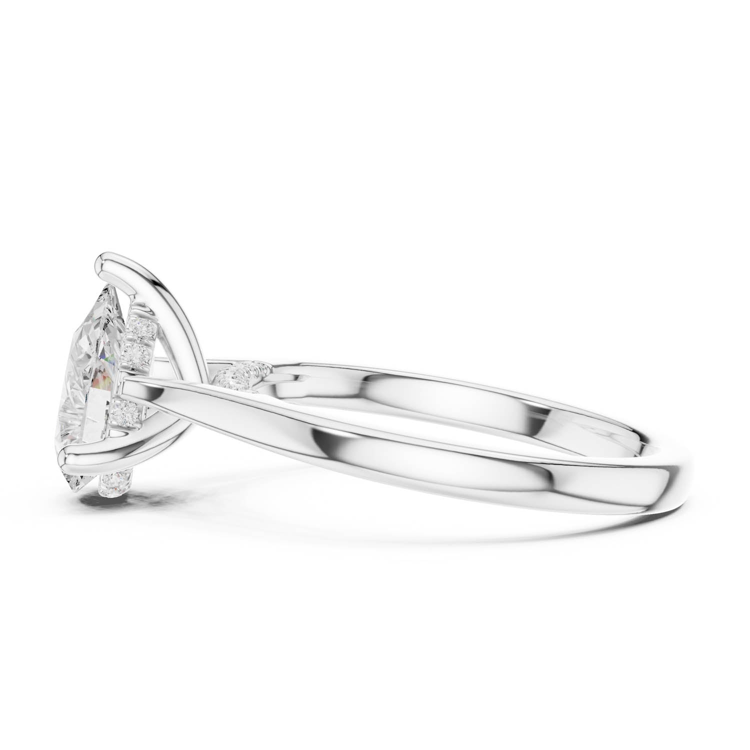 2.14 Ct. Classic Pear Diamond Ring with Cathedral Setting and Hidden Halo (DDLR-163-R00837-PE) 5