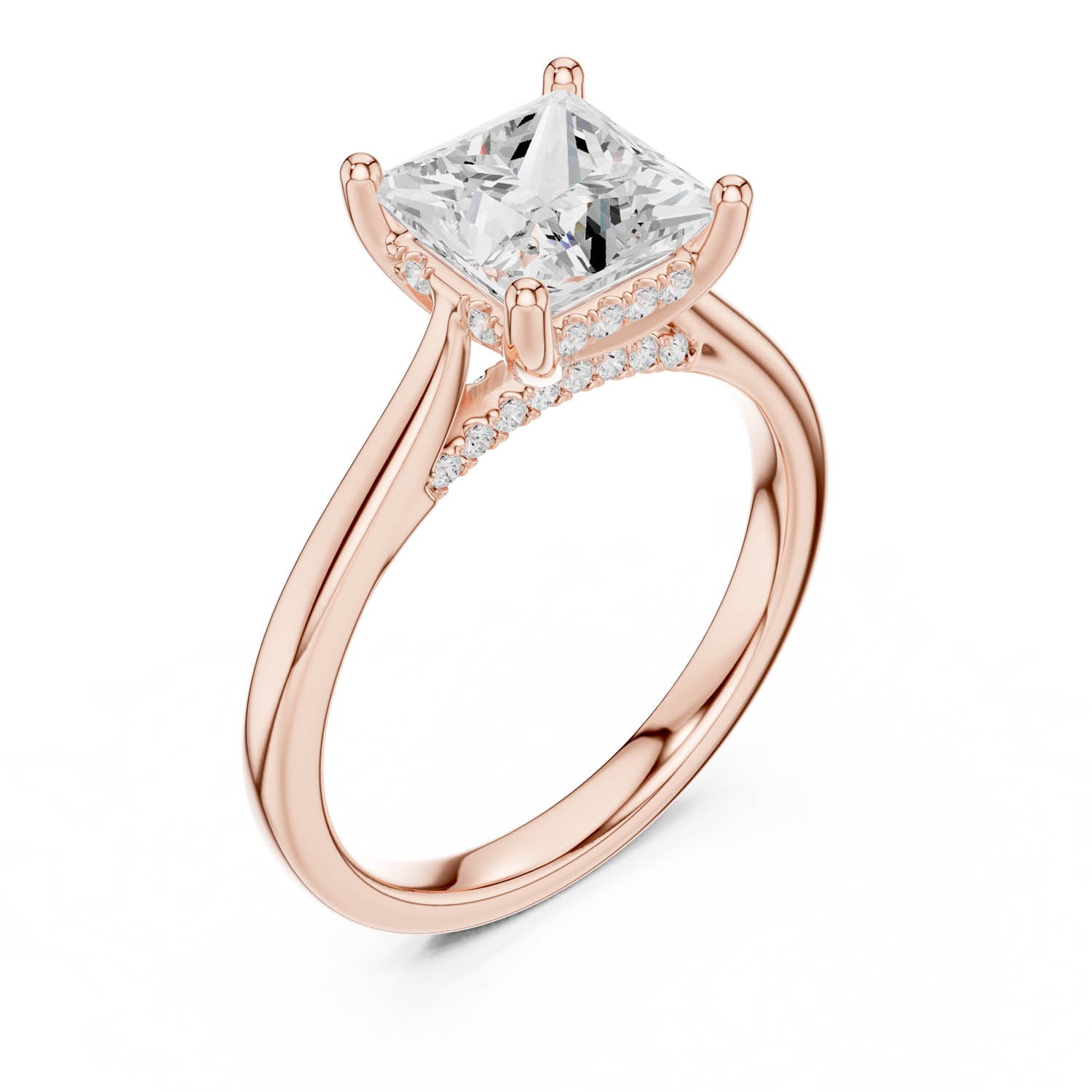 2.14 Ct. Classic Princess Cut Diamond Ring with Cathedral Setting and Hidden Halo (DDLR-163-R00837-PR) 9