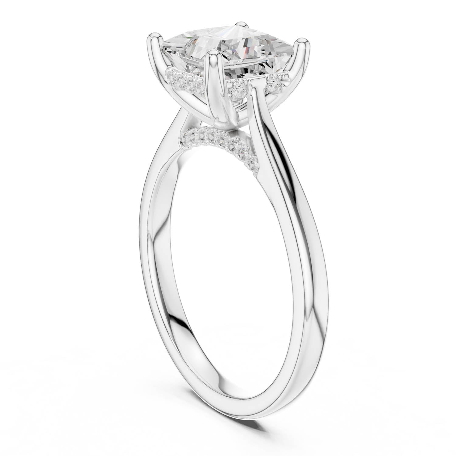 2.14 Ct. Classic Princess Cut Diamond Ring with Cathedral Setting and Hidden Halo (DDLR-163-R00837-PR) 10
