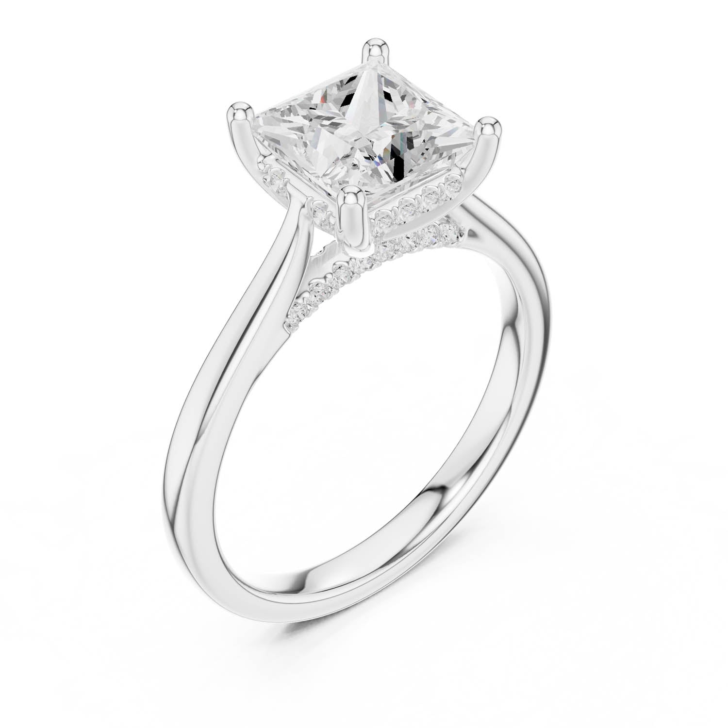 2.14 Ct. Classic Princess Cut Diamond Ring with Cathedral Setting and Hidden Halo (DDLR-163-R00837-PR) 11