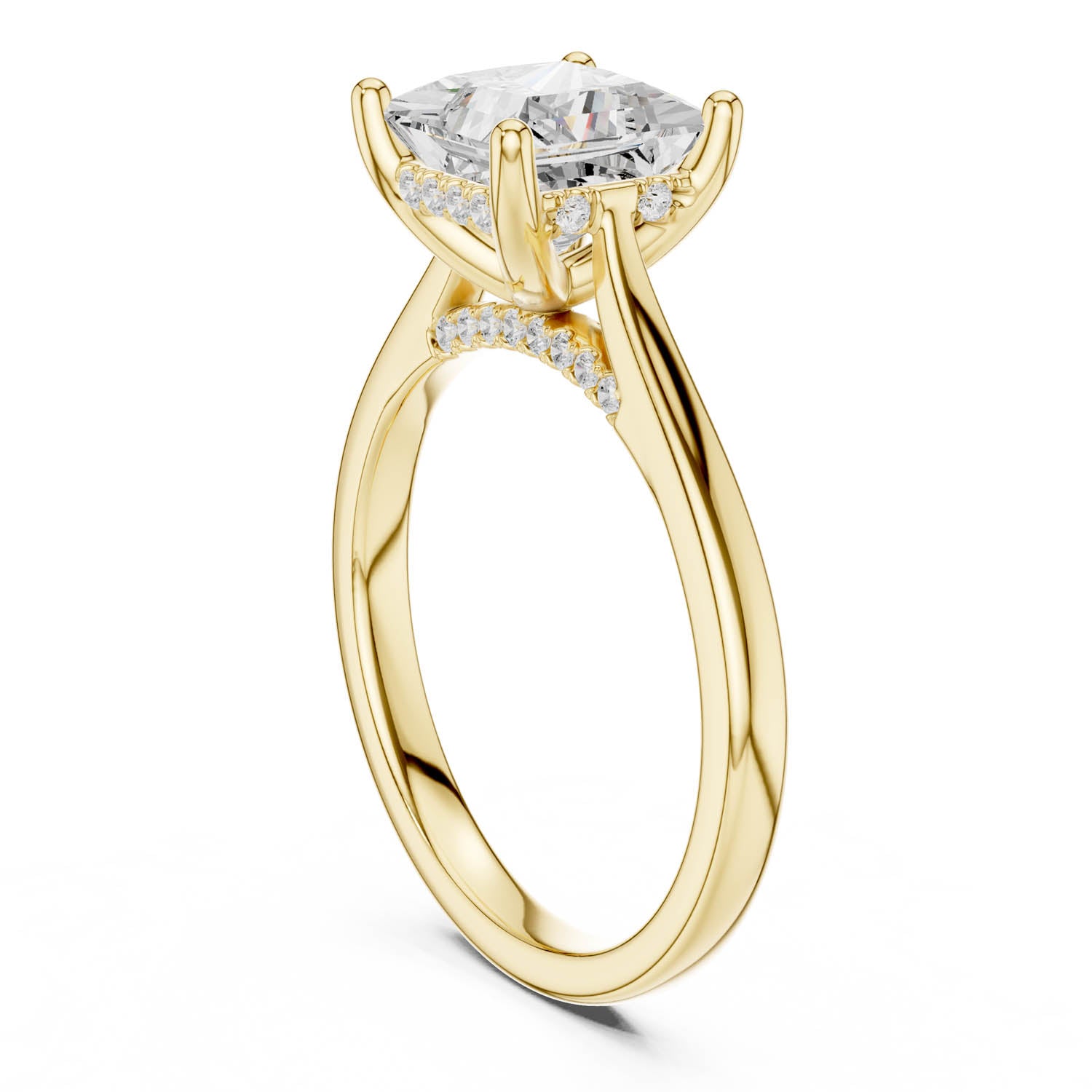 2.14 Ct. Classic Princess Cut Diamond Ring with Cathedral Setting and Hidden Halo (DDLR-163-R00837-PR) 12