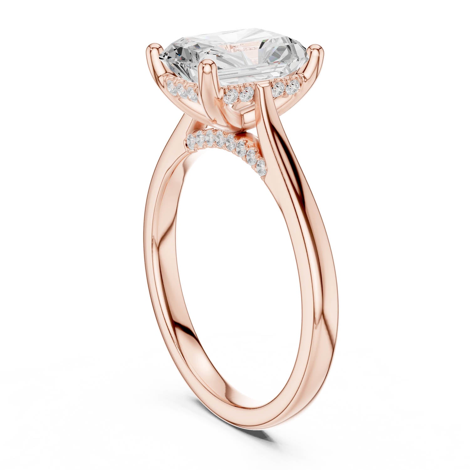 2.15 Ct. Classic Radiant Cut Diamond Ring with Cathedral Setting and Hidden Halo (DDLR-163-R00837-RA) 8