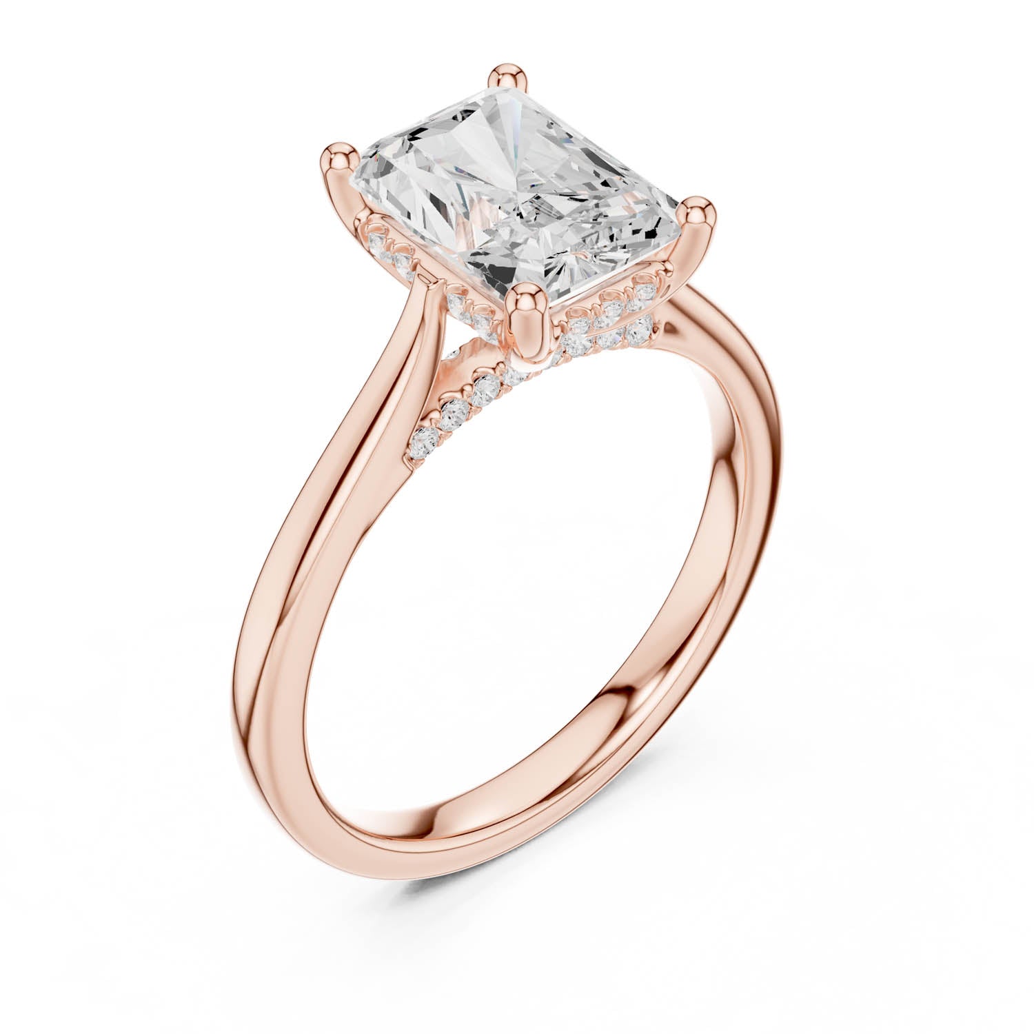 2.15 Ct. Classic Radiant Cut Diamond Ring with Cathedral Setting and Hidden Halo (DDLR-163-R00837-RA) 9