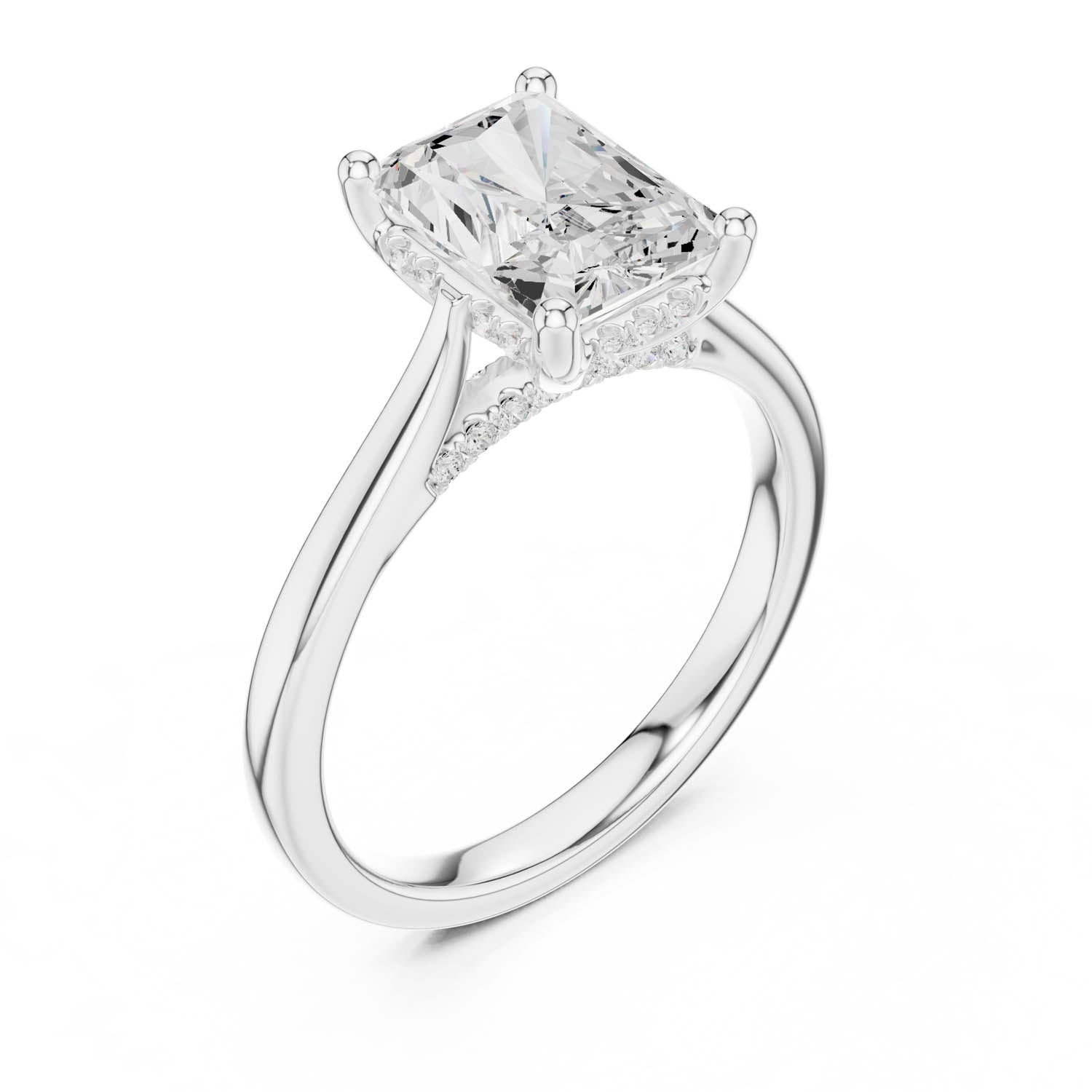 2.15 Ct. Classic Radiant Cut Diamond Ring with Cathedral Setting and Hidden Halo (DDLR-163-R00837-RA) 11