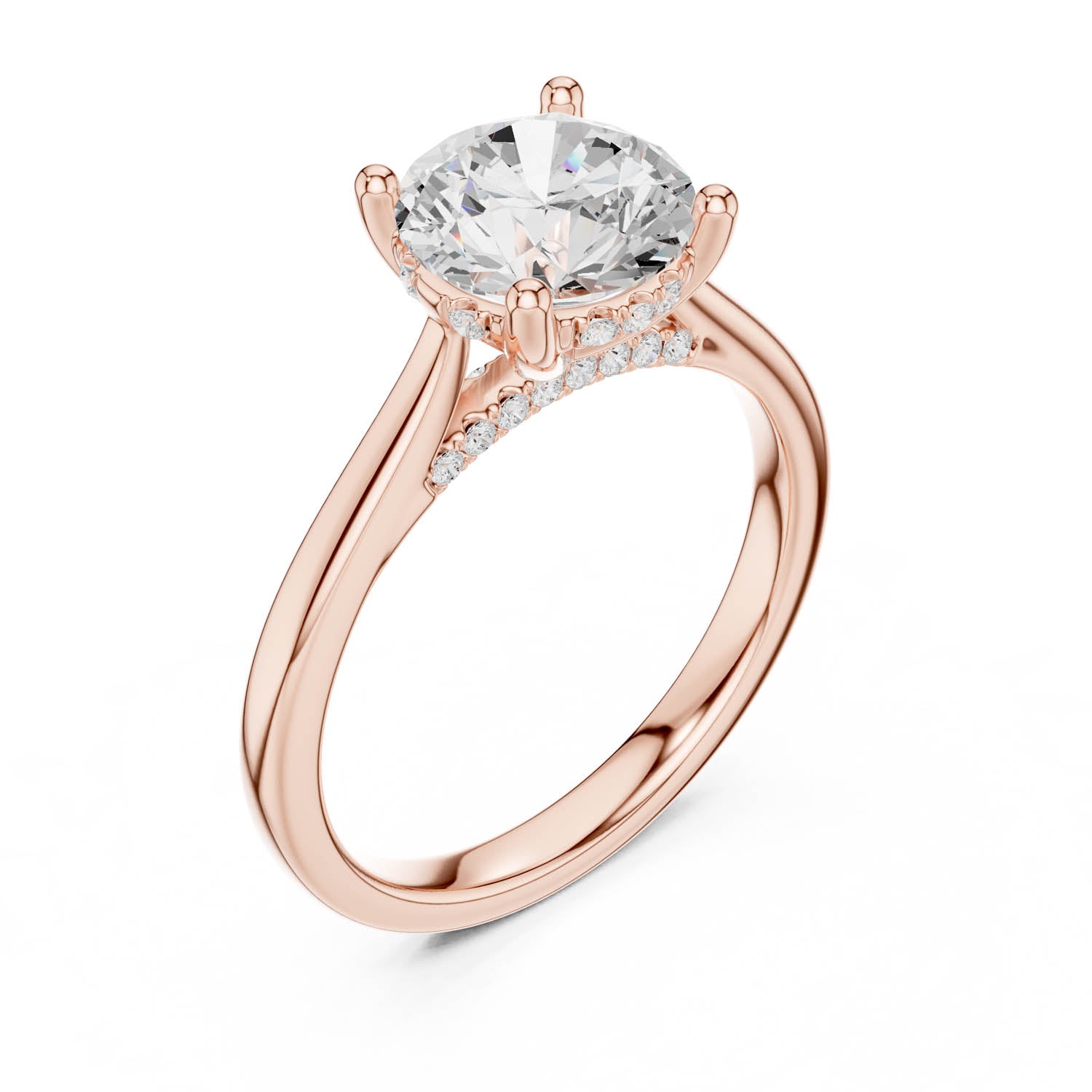 2.13 Ct. Classic Round Diamond Solitaire Ring with Cathedral Setting and Hidden Halo (DDLR-163-R00837-RD) 9