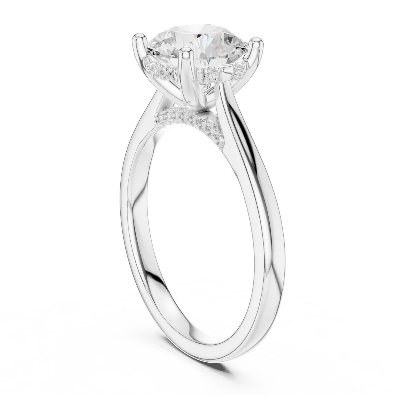 2.13 Ct. Classic Round Diamond Solitaire Ring with Cathedral Setting and Hidden Halo (DDLR-163-R00837-RD) 10