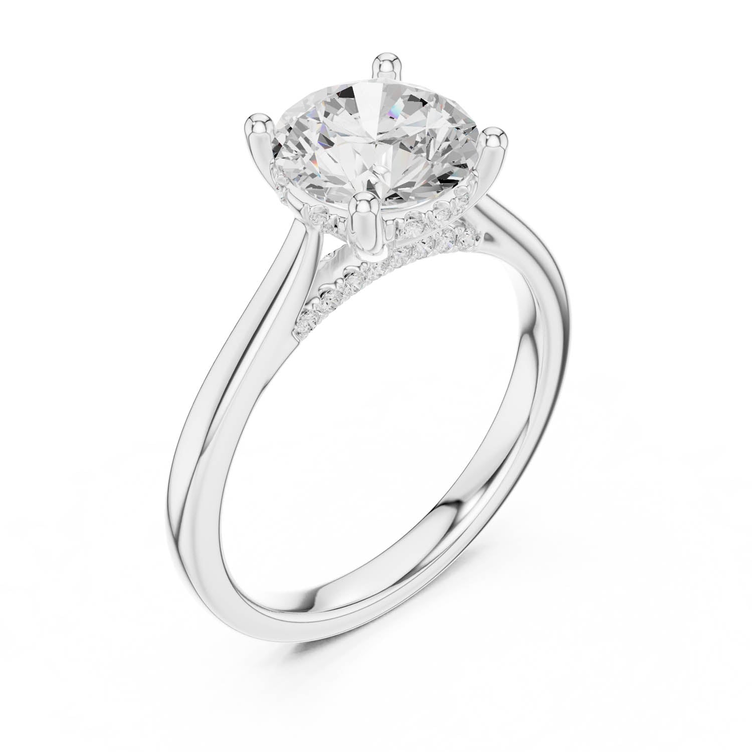2.13 Ct. Classic Round Diamond Solitaire Ring with Cathedral Setting and Hidden Halo (DDLR-163-R00837-RD) 11