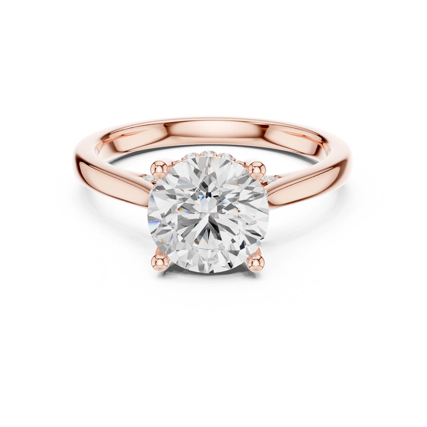 2.13 Ct. Classic Round Diamond Solitaire Ring with Cathedral Setting and Hidden Halo (DDLR-163-R00837-RD)