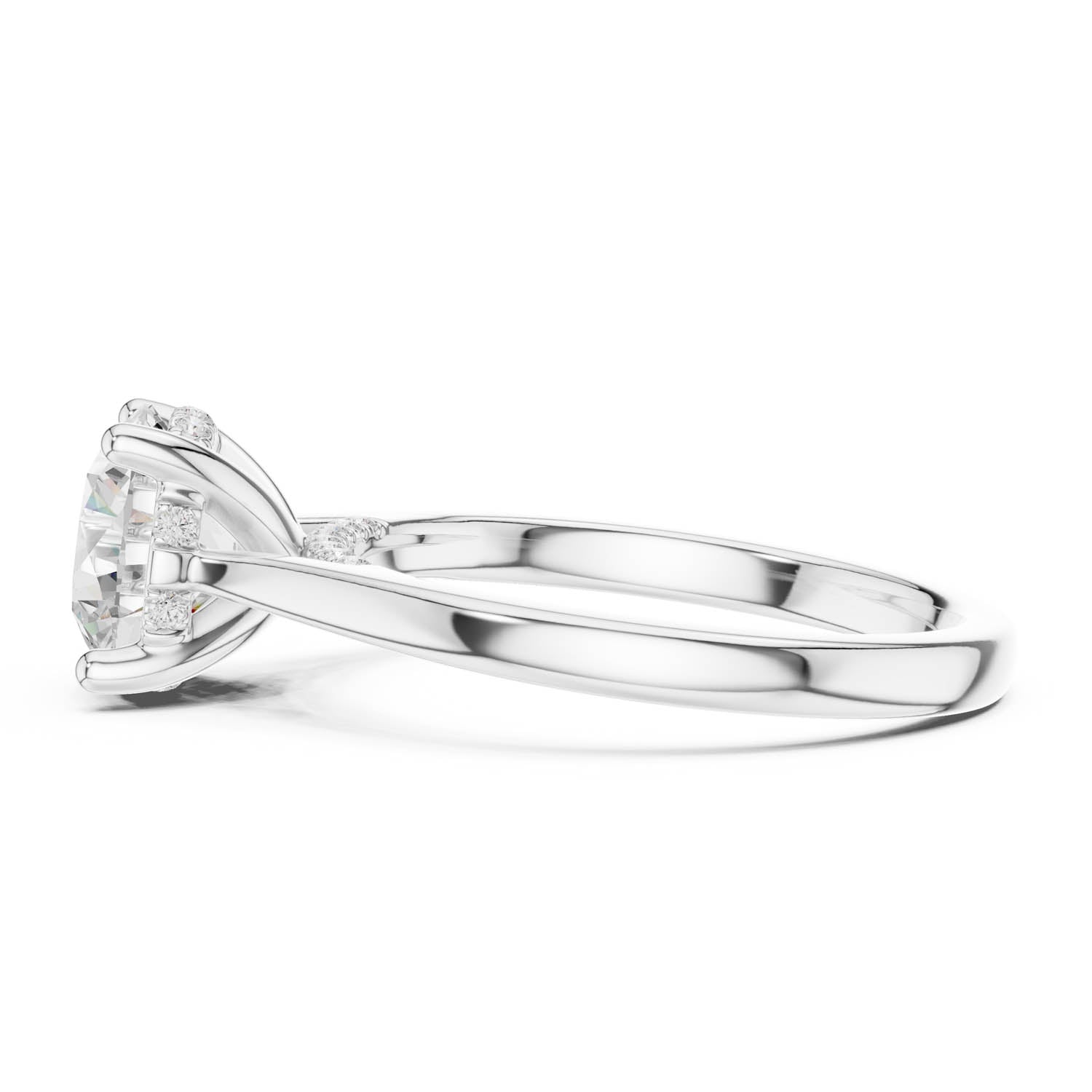 2.13 Ct. Classic Round Diamond Solitaire Ring with Cathedral Setting and Hidden Halo (DDLR-163-R00837-RD) 3