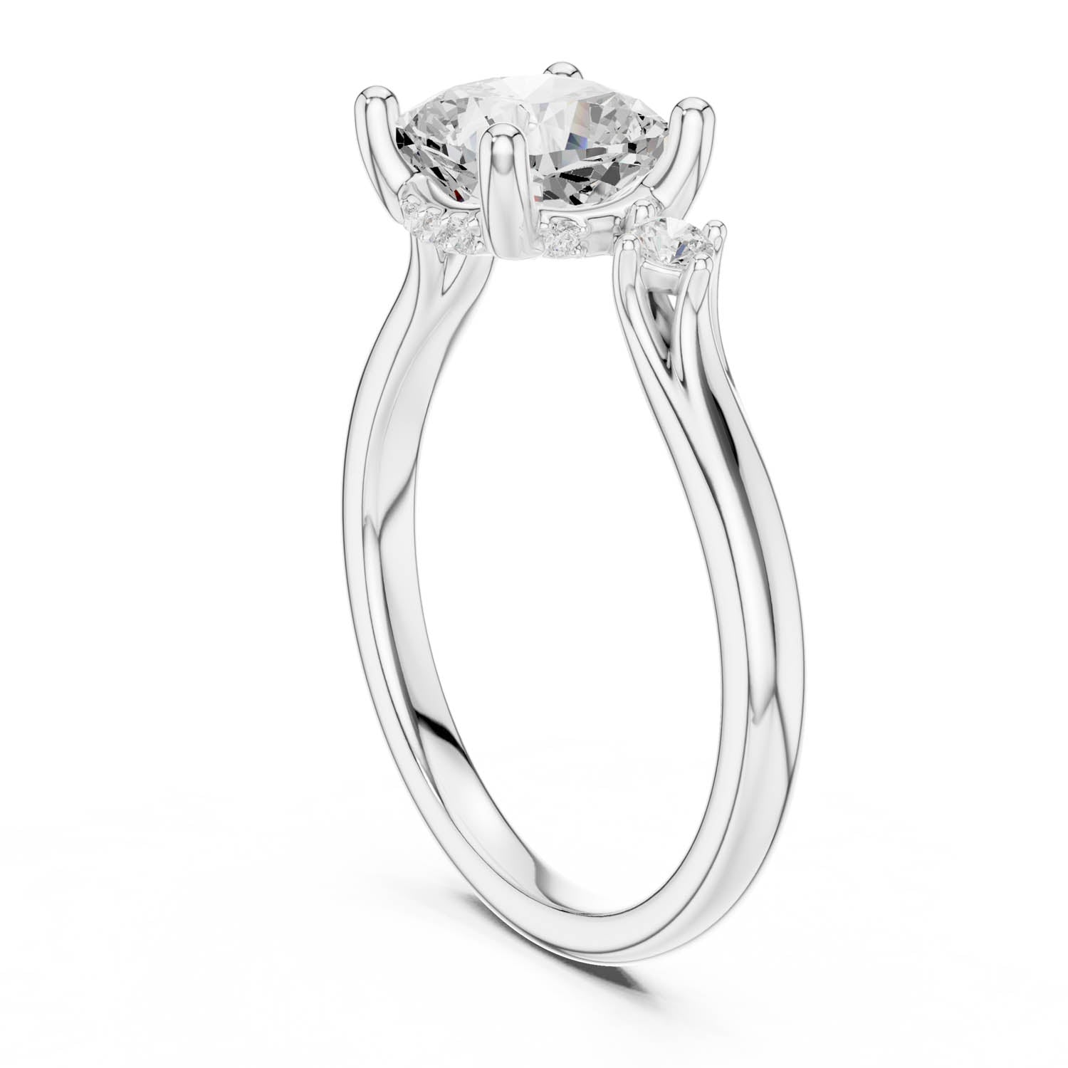2.16 Ct. Cushion Cut Diamond Hidden Halo Engagement Ring with Side Stones (DDLR-164-CU) 12