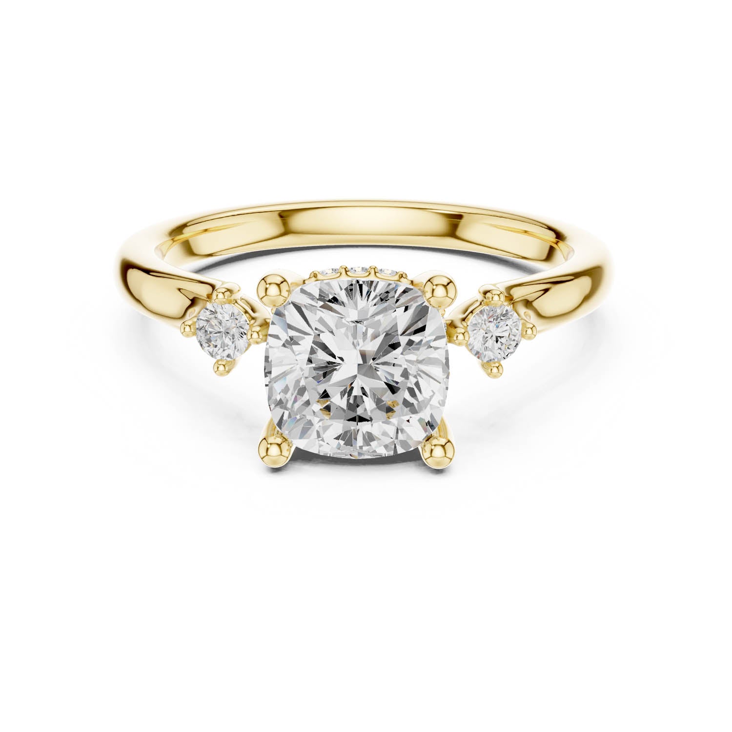 2.16 Ct. Cushion Cut Diamond Hidden Halo Engagement Ring with Side Stones (DDLR-164-CU) 9