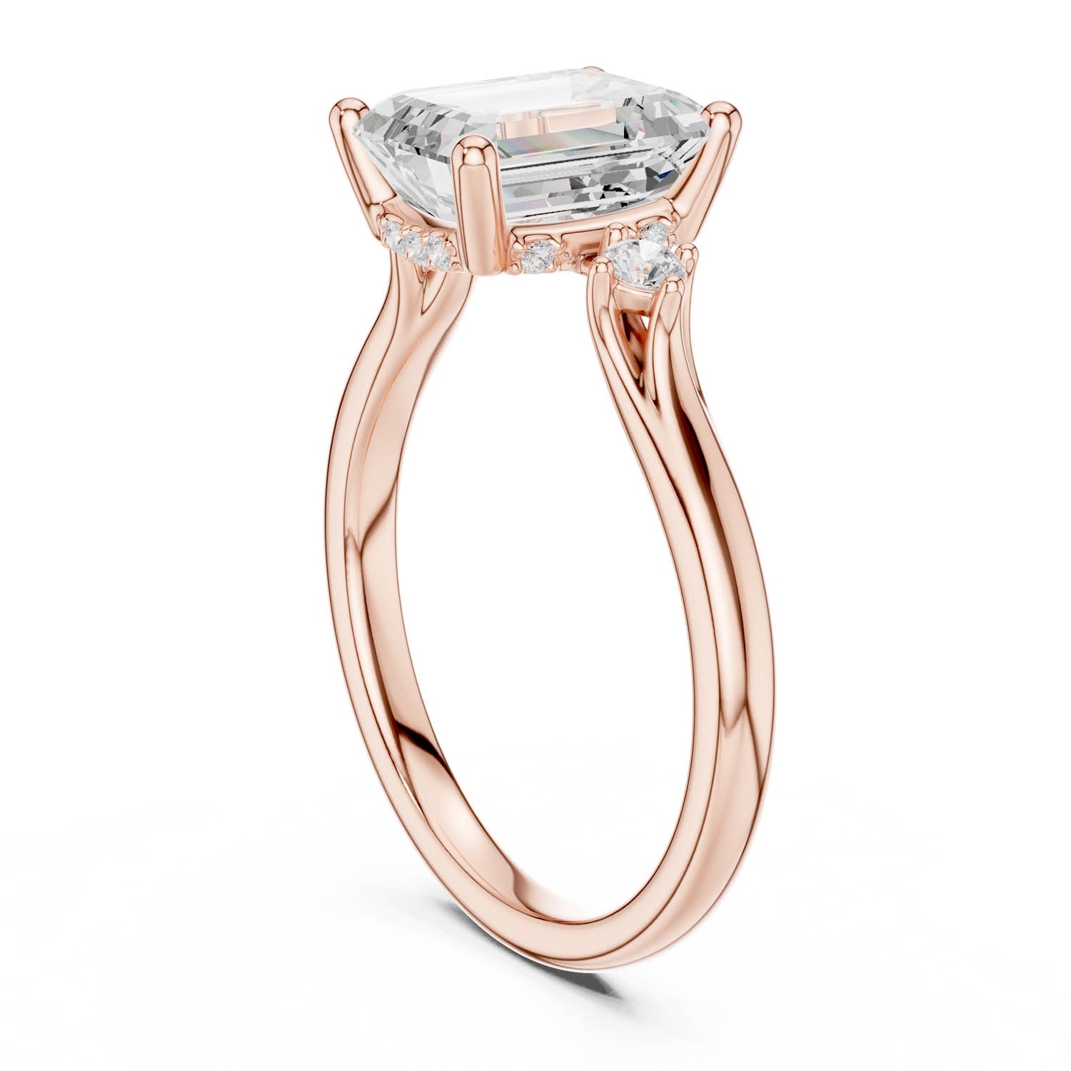 2.16 Ct. Emerald Cut Diamond Hidden Halo Engagement Ring with Side Stones (DDLR-164-EM) 10