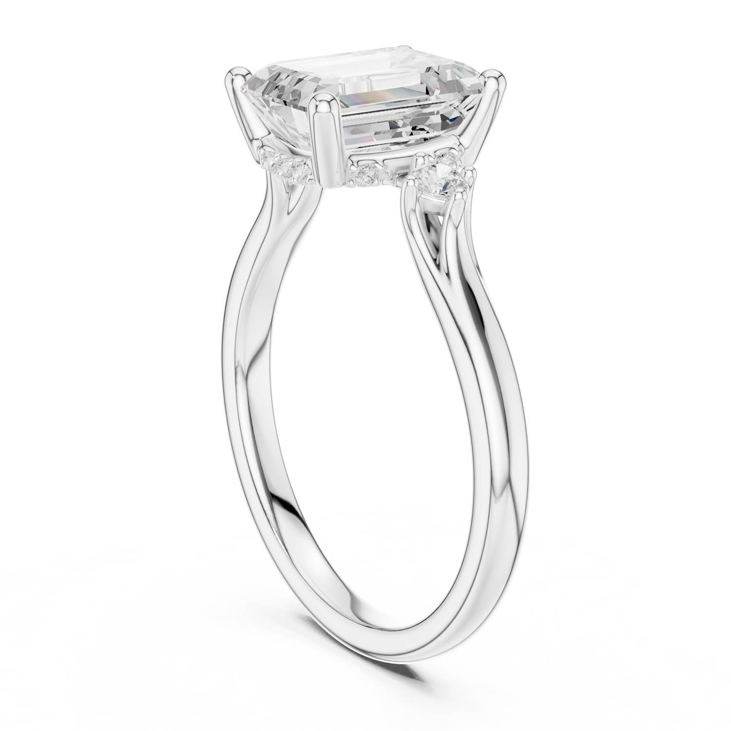 2.16 Ct. Emerald Cut Diamond Hidden Halo Engagement Ring with Side Stones (DDLR-164-EM) 12