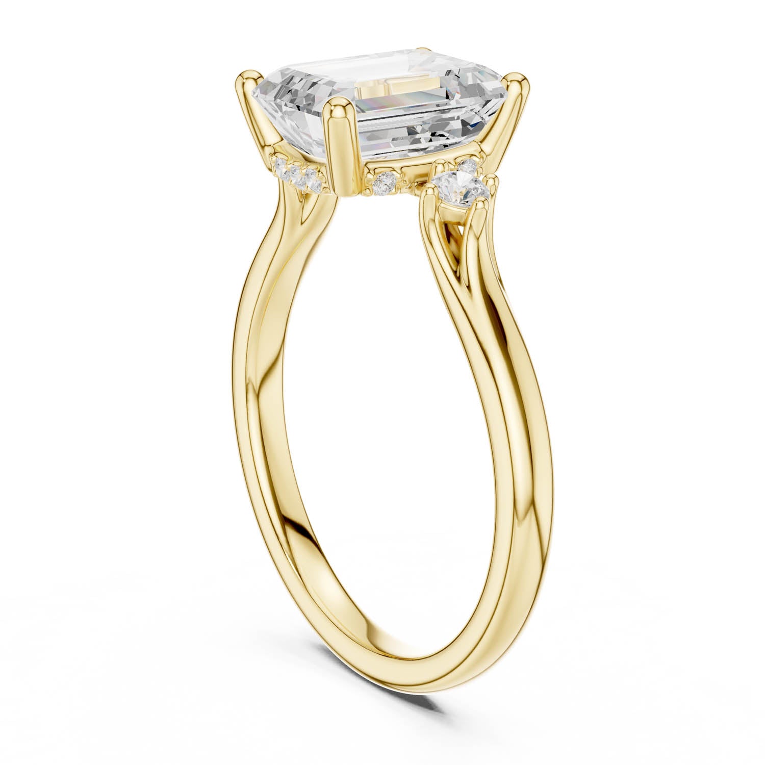 2.16 Ct. Emerald Cut Diamond Hidden Halo Engagement Ring with Side Stones (DDLR-164-EM) 5