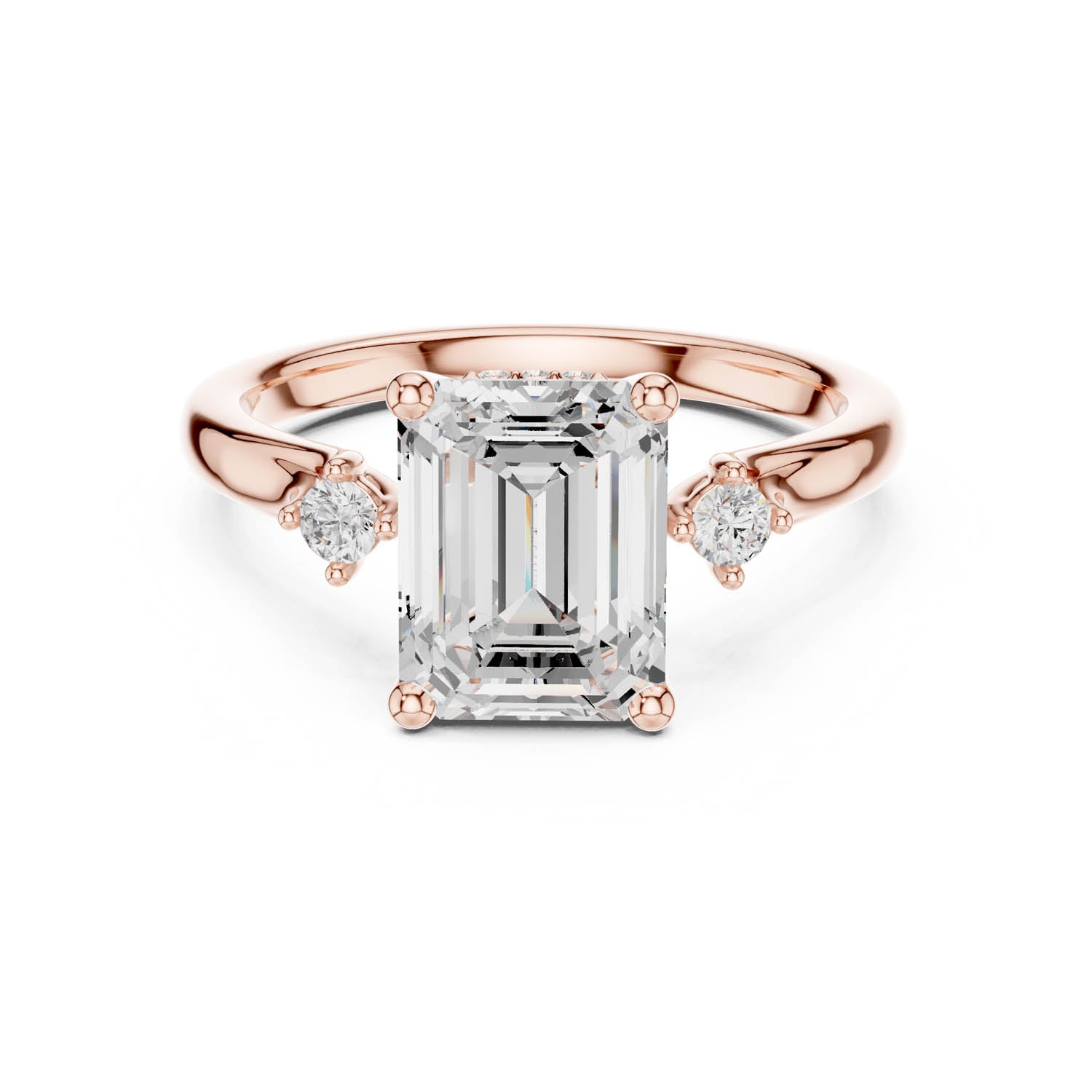 2.16 Ct. Emerald Cut Diamond Hidden Halo Engagement Ring with Side Stones (DDLR-164-EM) 6