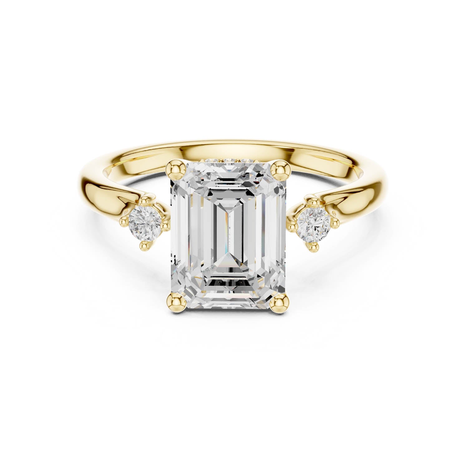 2.16 Ct. Emerald Cut Diamond Hidden Halo Engagement Ring with Side Stones (DDLR-164-EM) 9