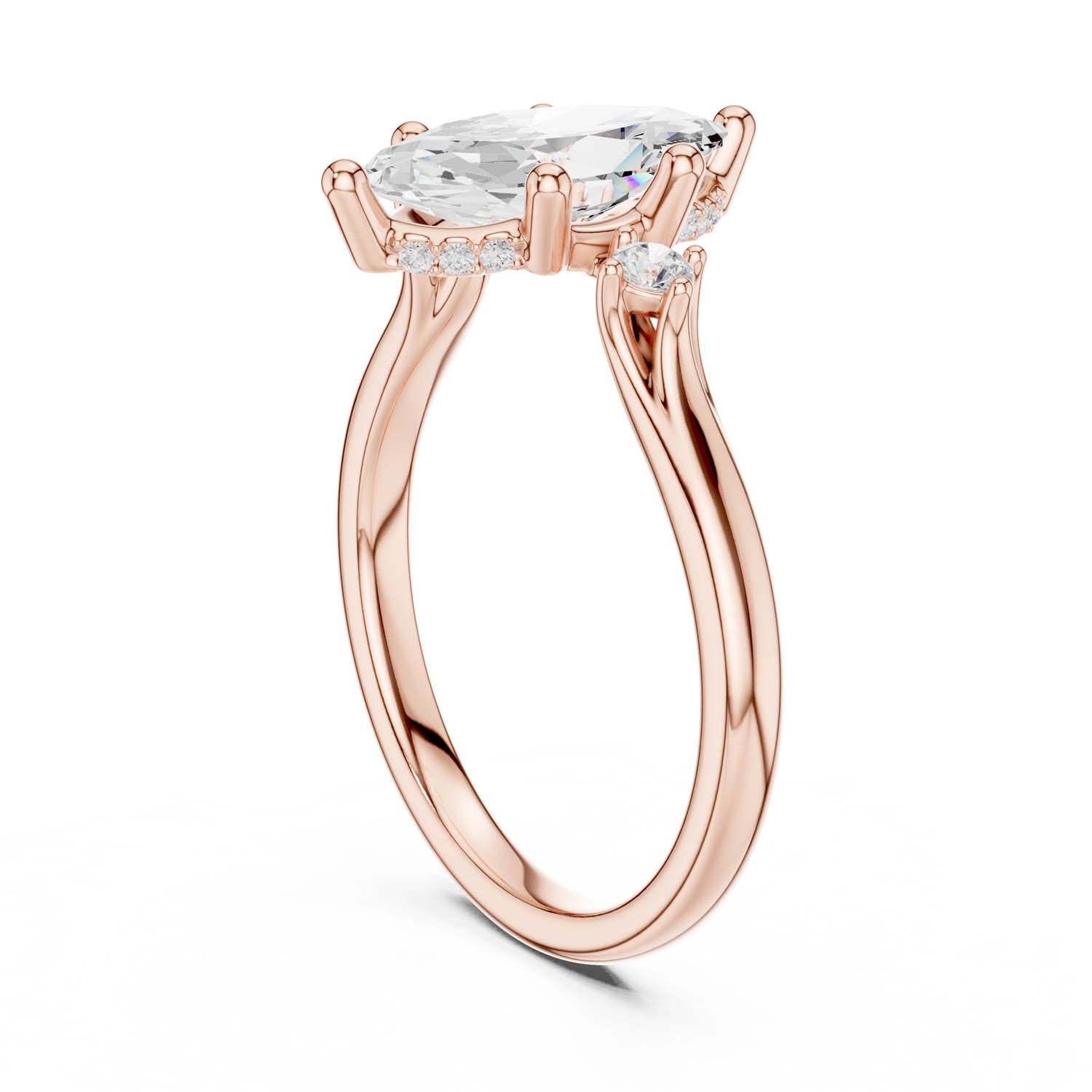 2.17 Ct. Marquise Cut Diamond Hidden Halo Engagement Ring with Side Stones (DDLR-164-MQ) 8