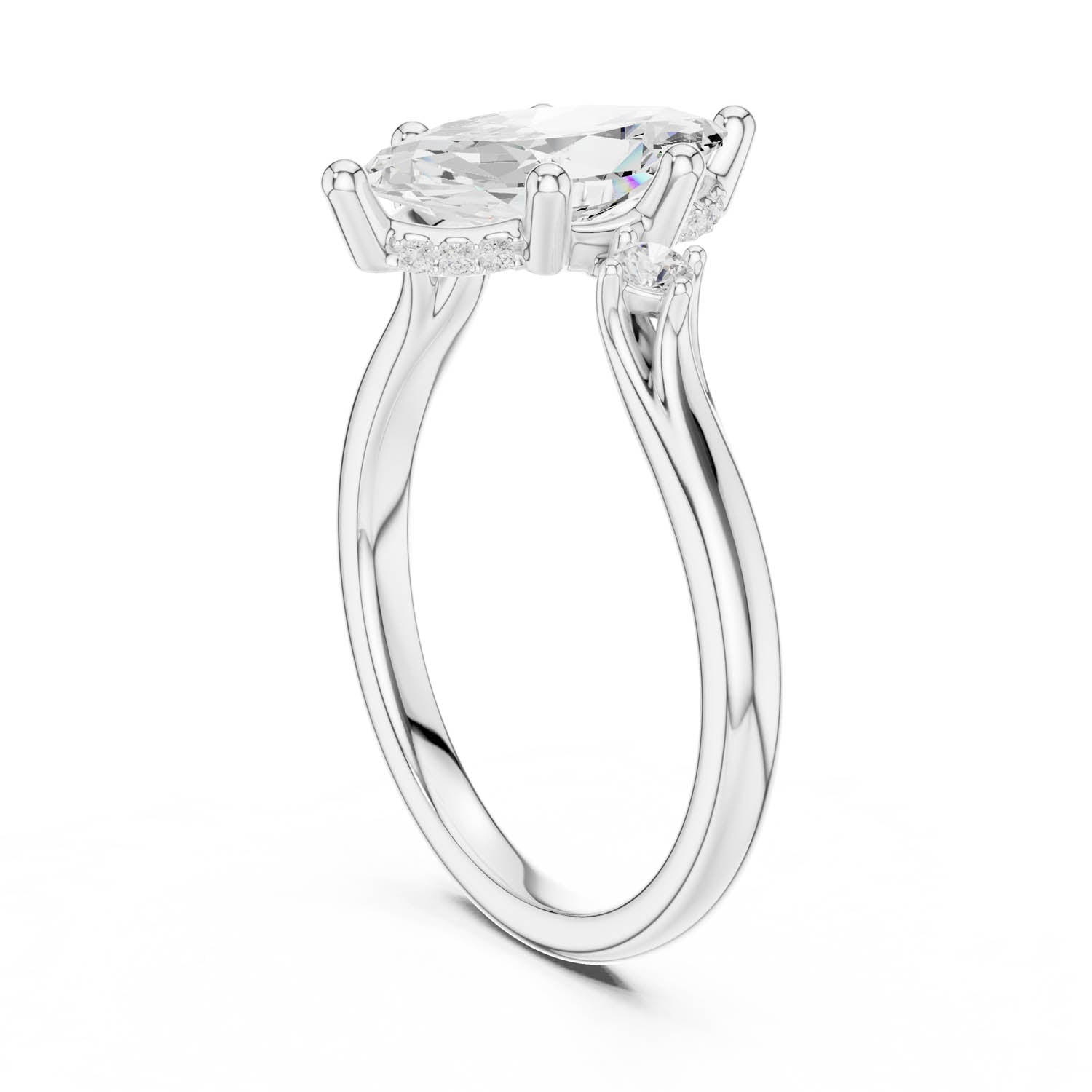 2.17 Ct. Marquise Cut Diamond Hidden Halo Engagement Ring with Side Stones (DDLR-164-MQ) 10