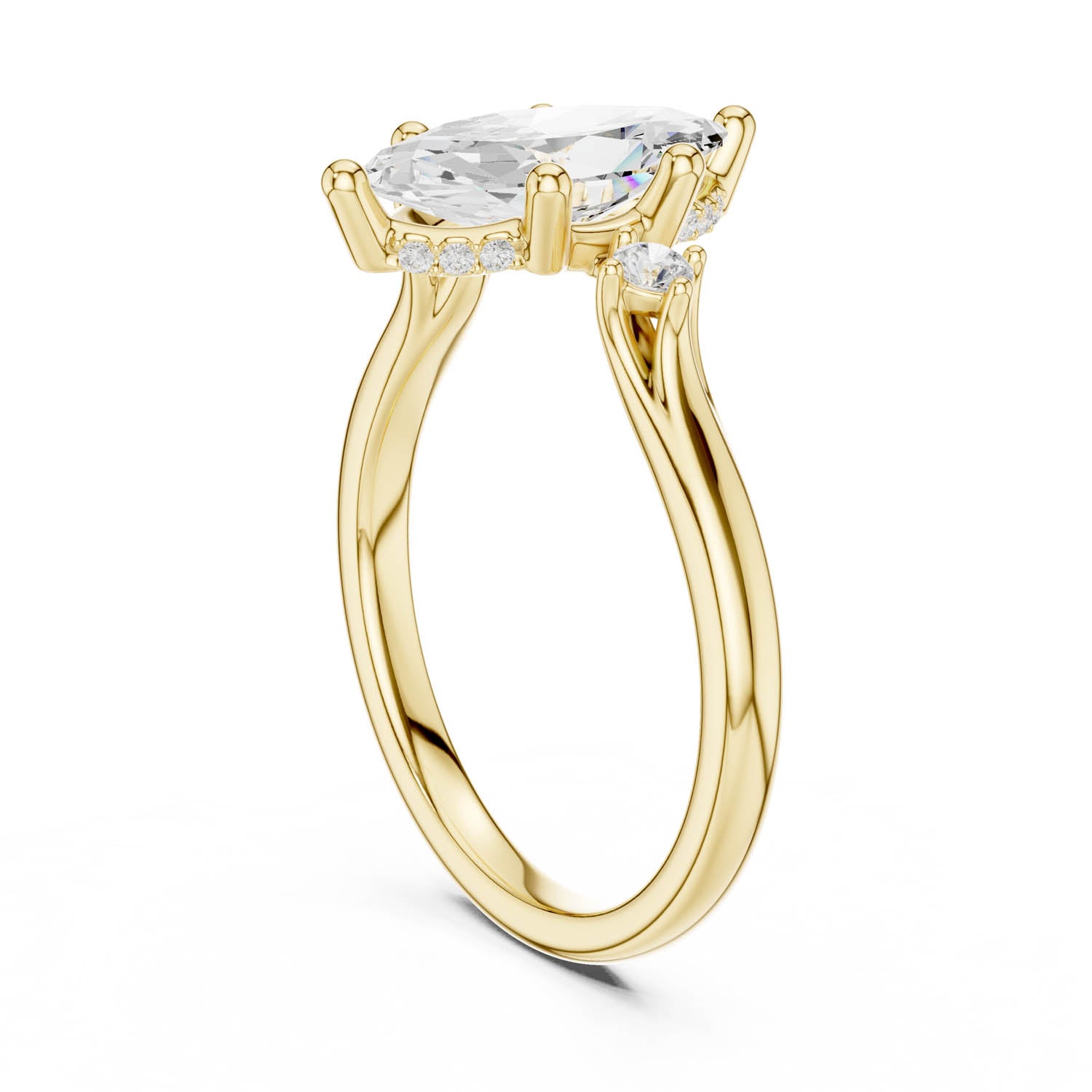 2.17 Ct. Marquise Cut Diamond Hidden Halo Engagement Ring with Side Stones (DDLR-164-MQ) 12