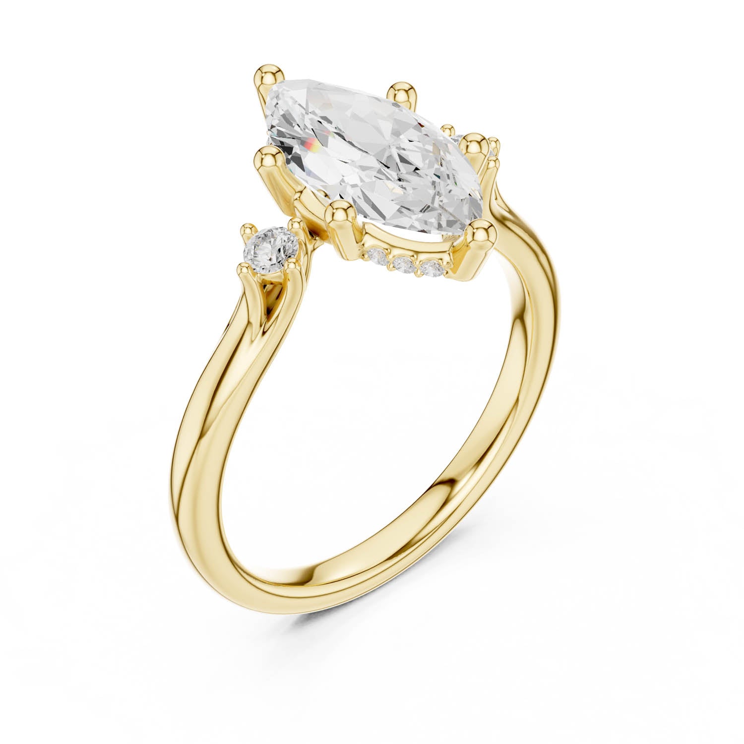 2.17 Ct. Marquise Cut Diamond Hidden Halo Engagement Ring with Side Stones (DDLR-164-MQ)