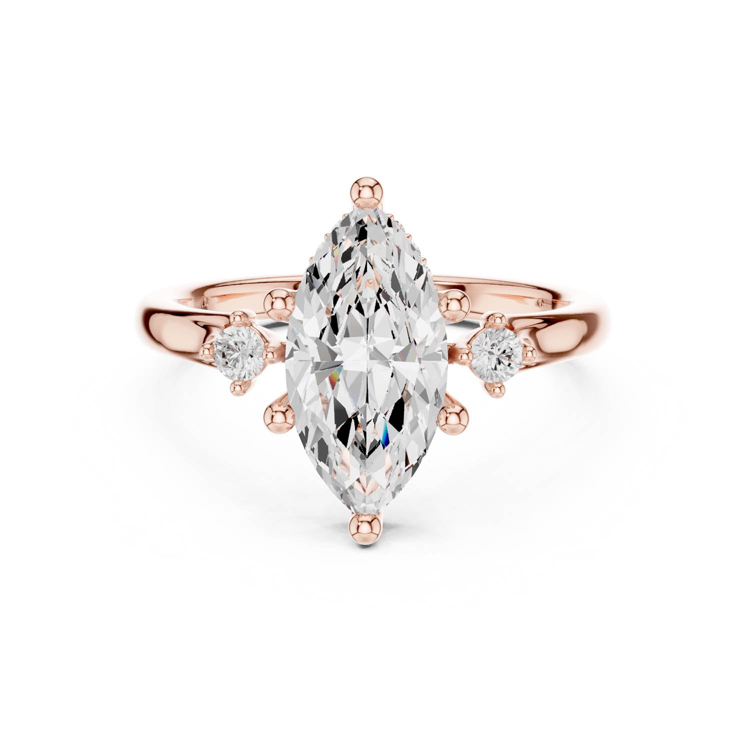 2.17 Ct. Marquise Cut Diamond Hidden Halo Engagement Ring with Side Stones (DDLR-164-MQ) 4