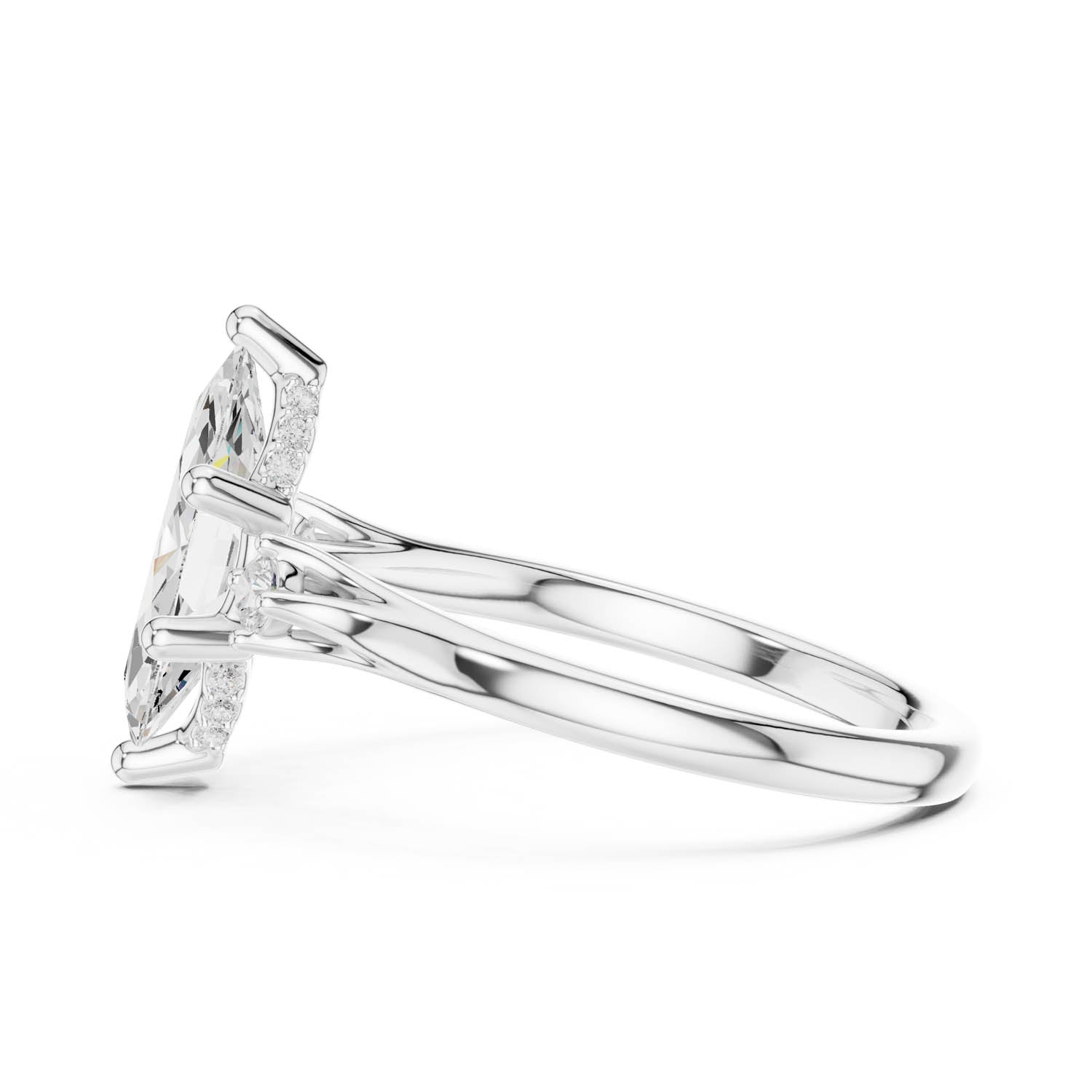 2.17 Ct. Marquise Cut Diamond Hidden Halo Engagement Ring with Side Stones (DDLR-164-MQ) 5