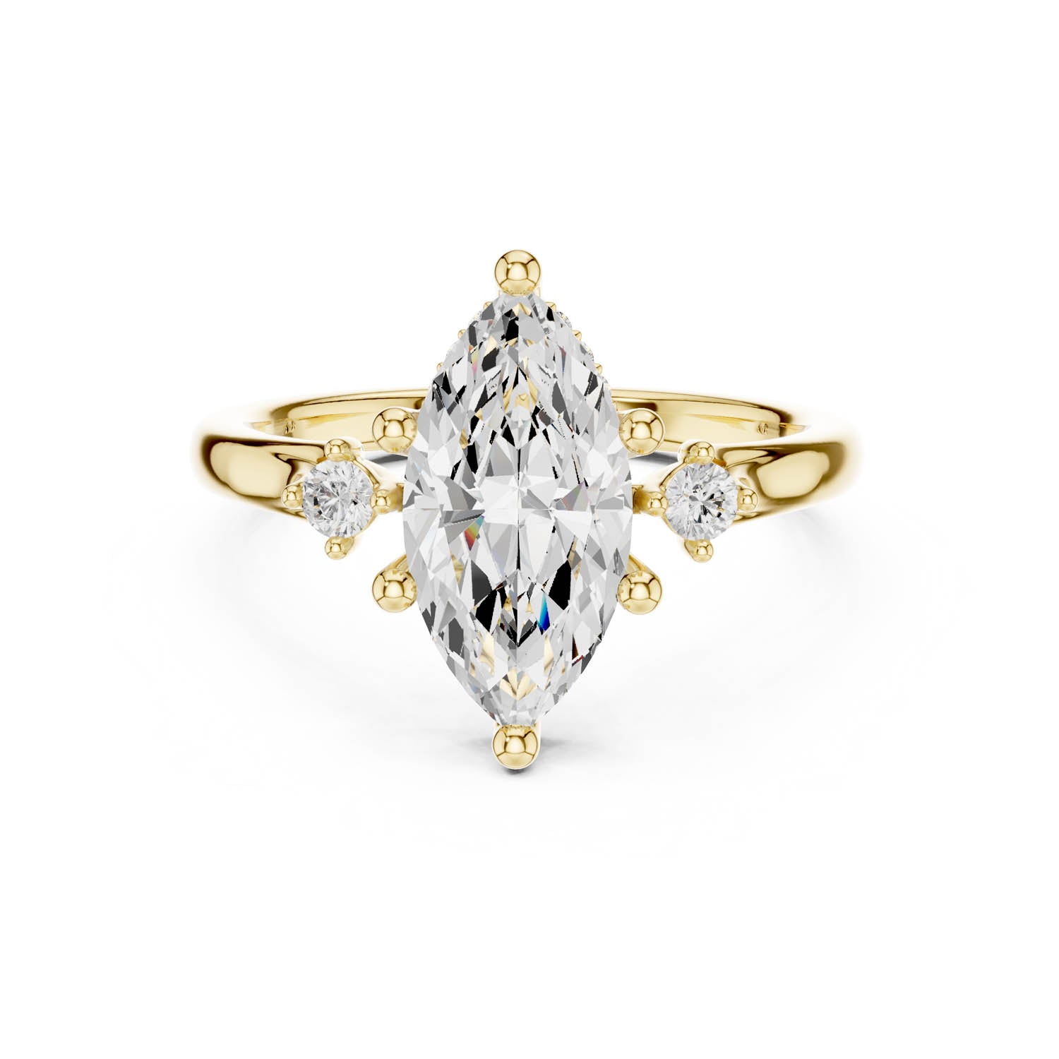 2.17 Ct. Marquise Cut Diamond Hidden Halo Engagement Ring with Side Stones (DDLR-164-MQ) 7