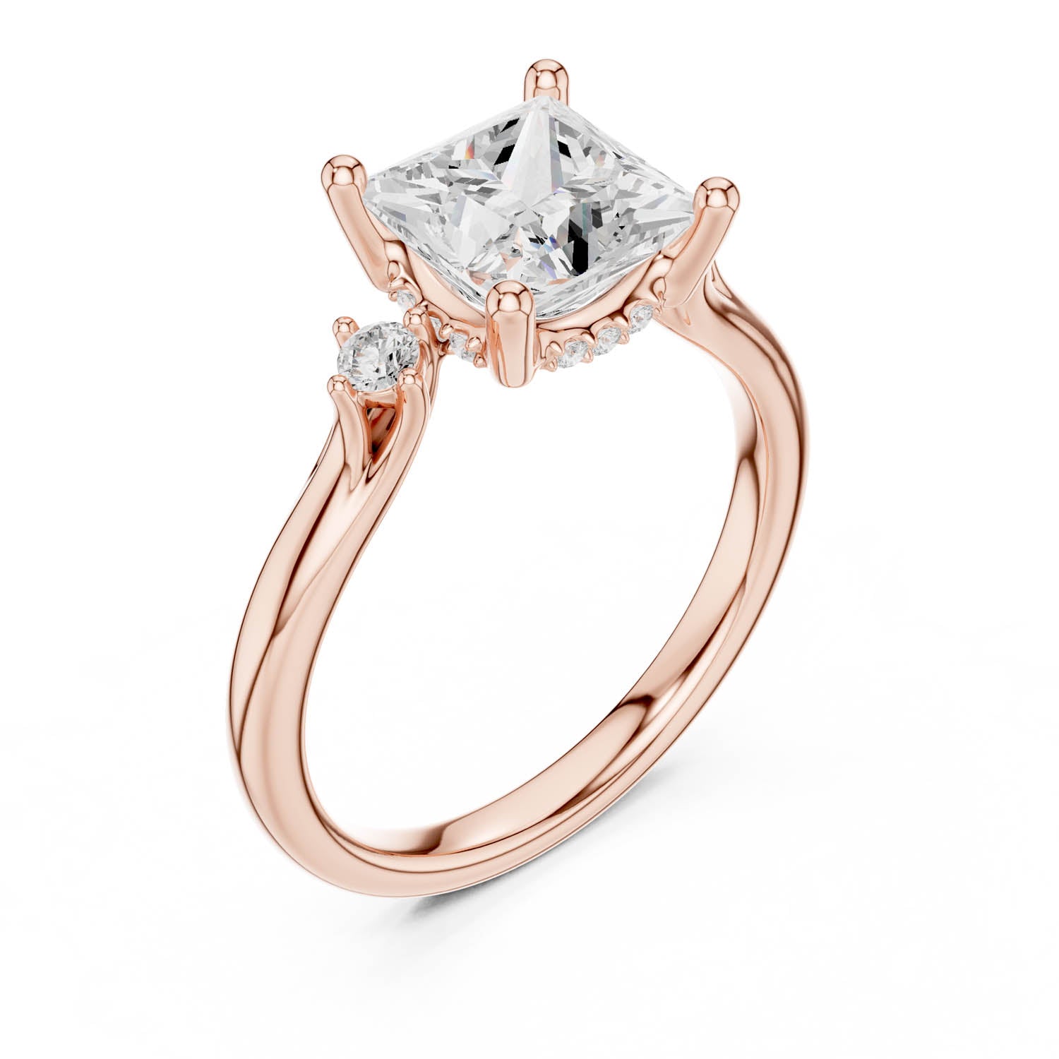 2.16 Ct. Princess Cut Diamond Hidden Halo Engagement Ring with Side Stones (DDLR-164-PR) 3