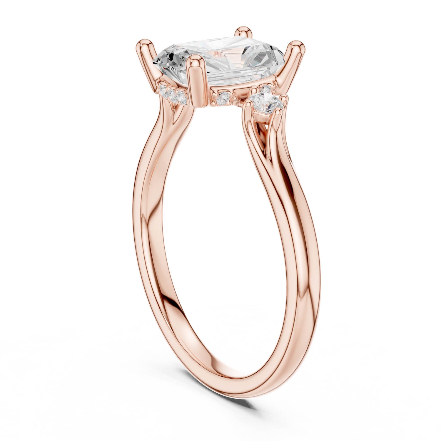 2.16 Ct. Radiant Cut Diamond Hidden Halo Engagement Ring with Side Stones (DDLR-164-RA) 10