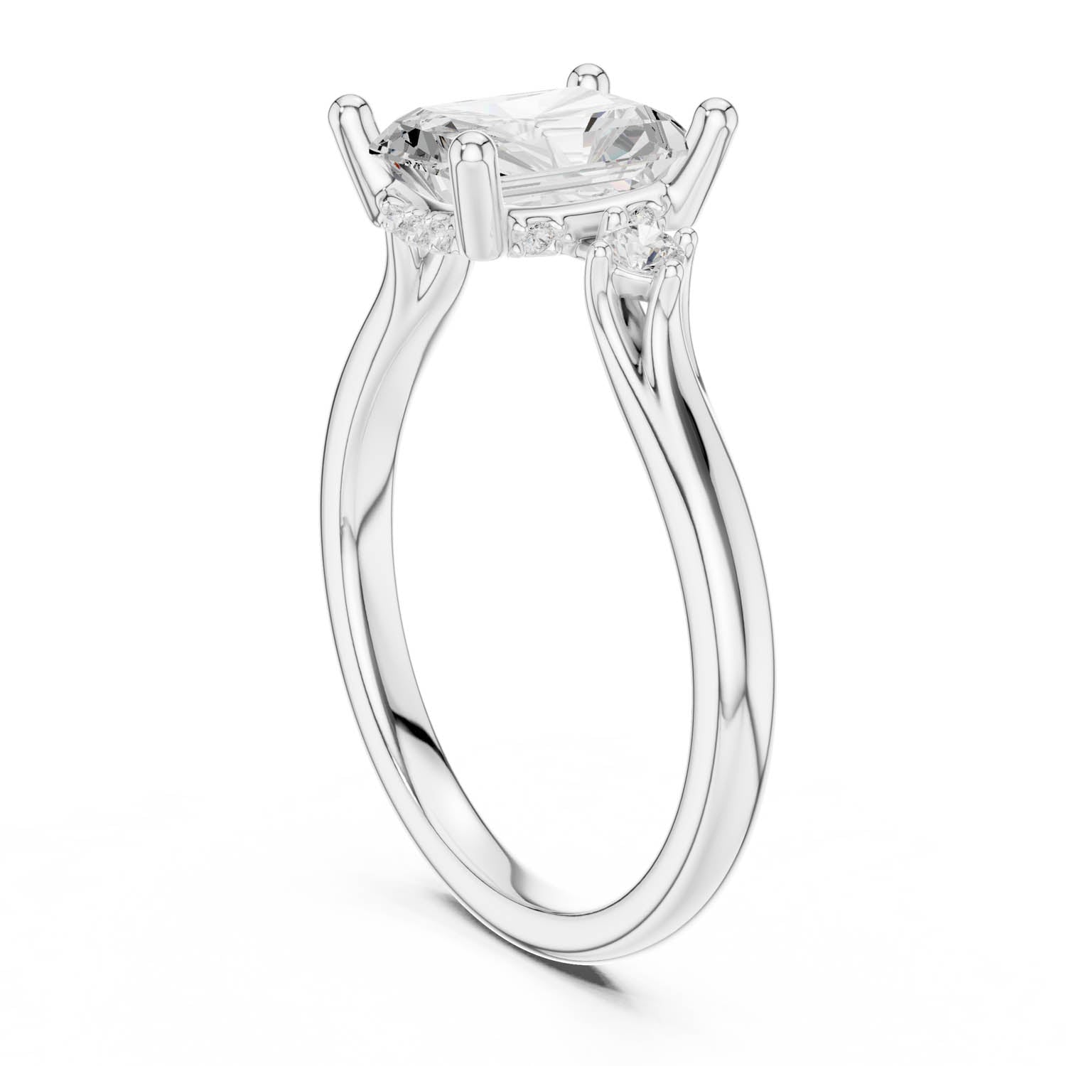 2.16 Ct. Radiant Cut Diamond Hidden Halo Engagement Ring with Side Stones (DDLR-164-RA) 12