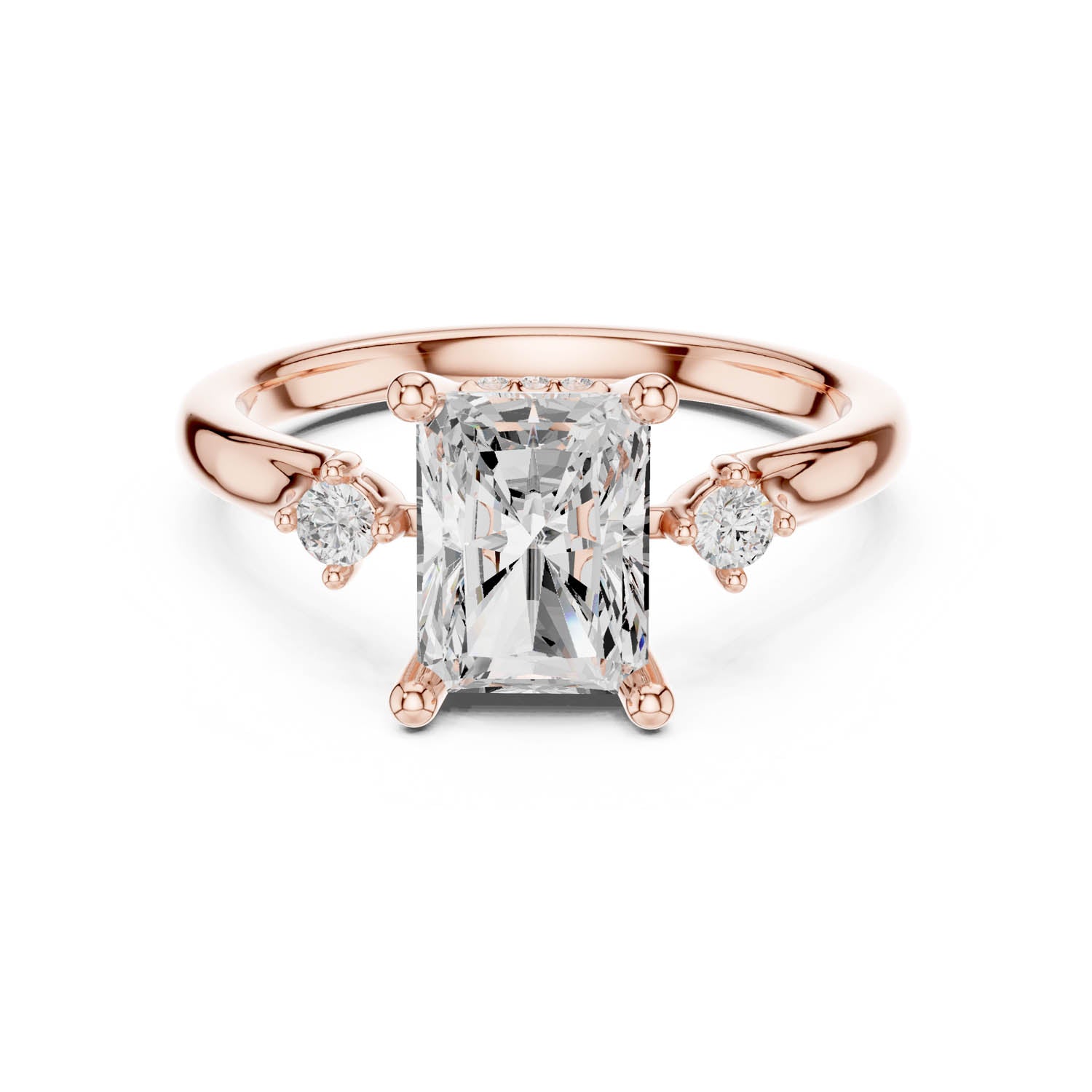 2.16 Ct. Radiant Cut Diamond Hidden Halo Engagement Ring with Side Stones (DDLR-164-RA) 5