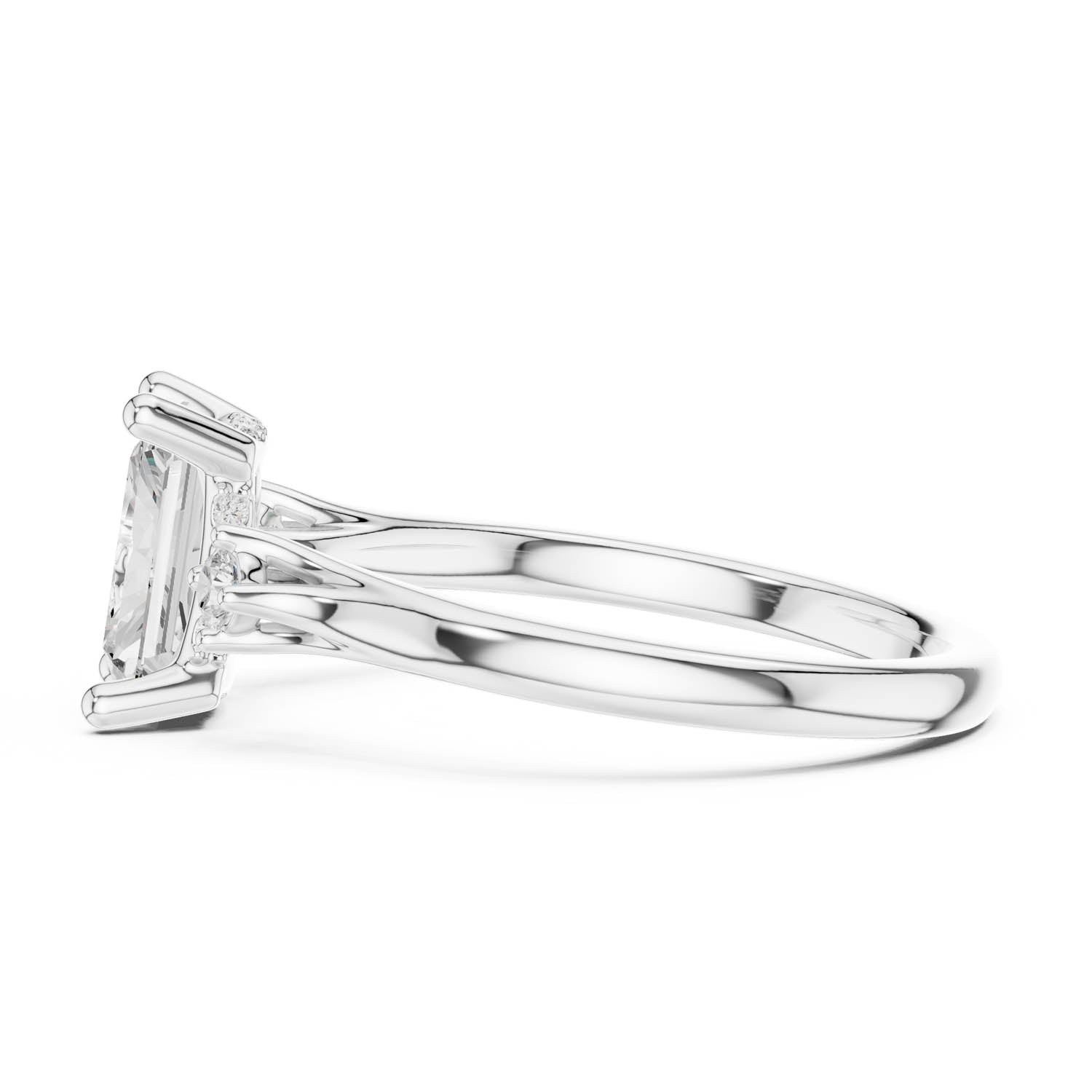 2.16 Ct. Radiant Cut Diamond Hidden Halo Engagement Ring with Side Stones (DDLR-164-RA) 7