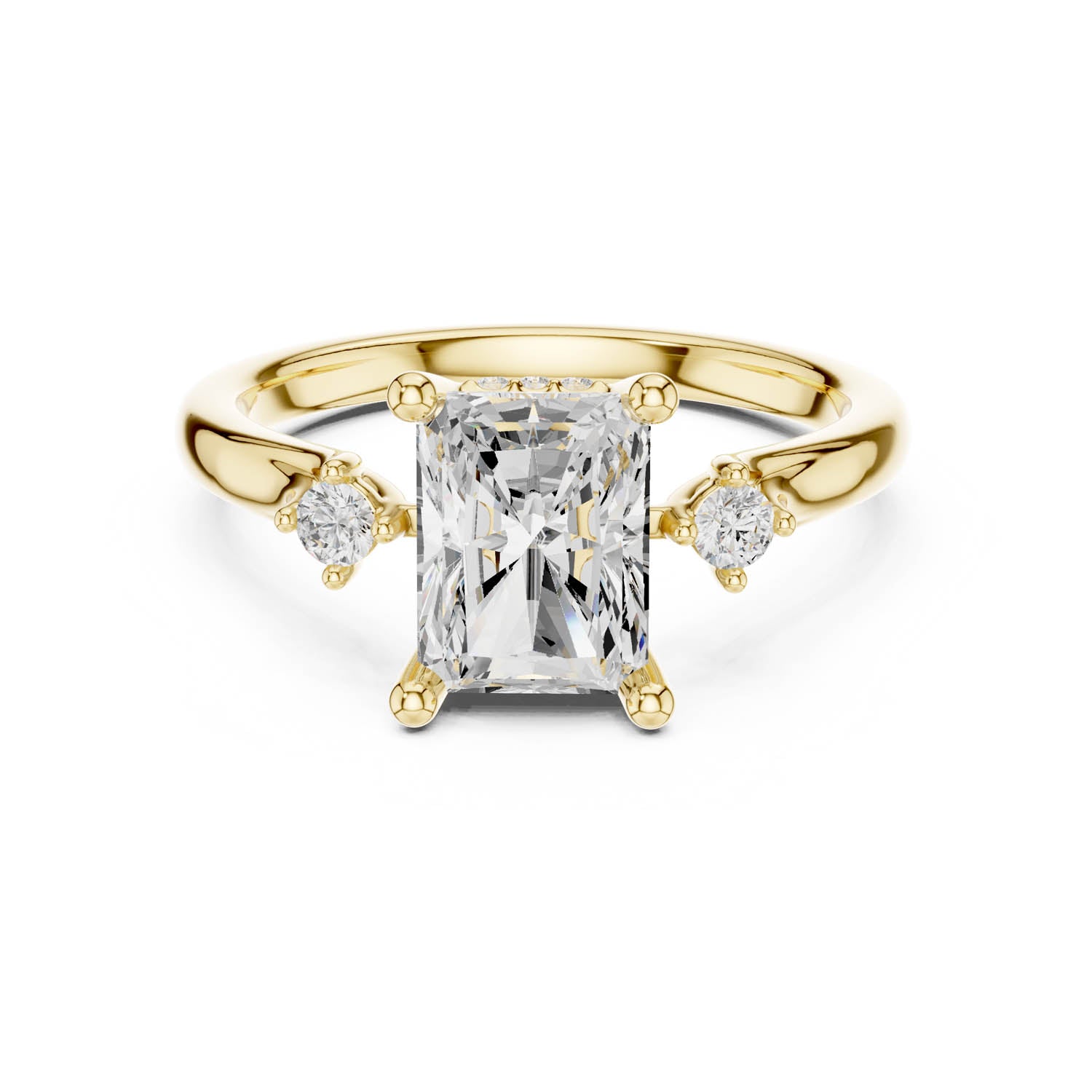 2.16 Ct. Radiant Cut Diamond Hidden Halo Engagement Ring with Side Stones (DDLR-164-RA) 9