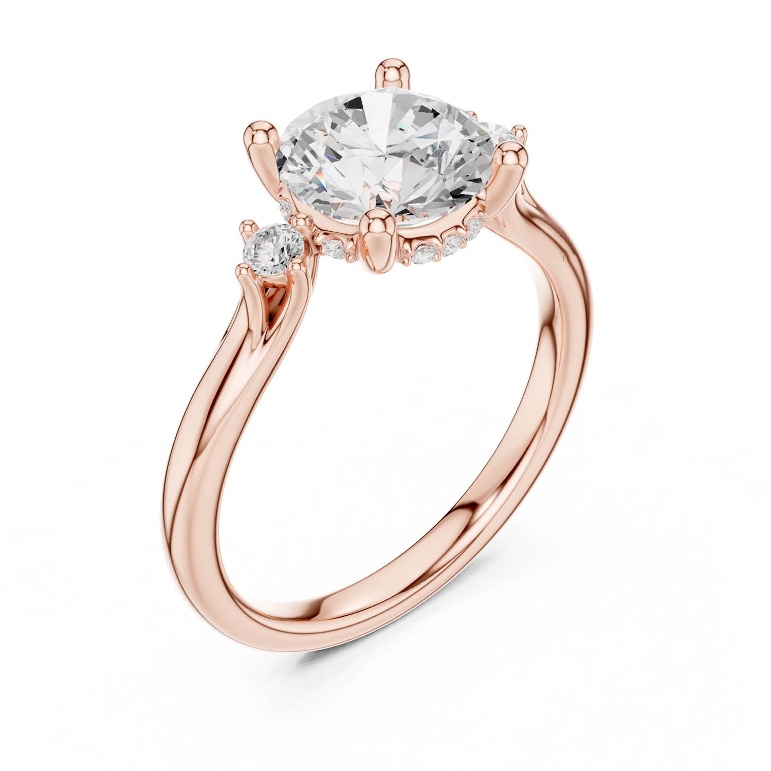 2.16 Ct. Round Brilliant Diamond Hidden Halo Engagement Ring with Side Stones (DDLR-164-RD) 11