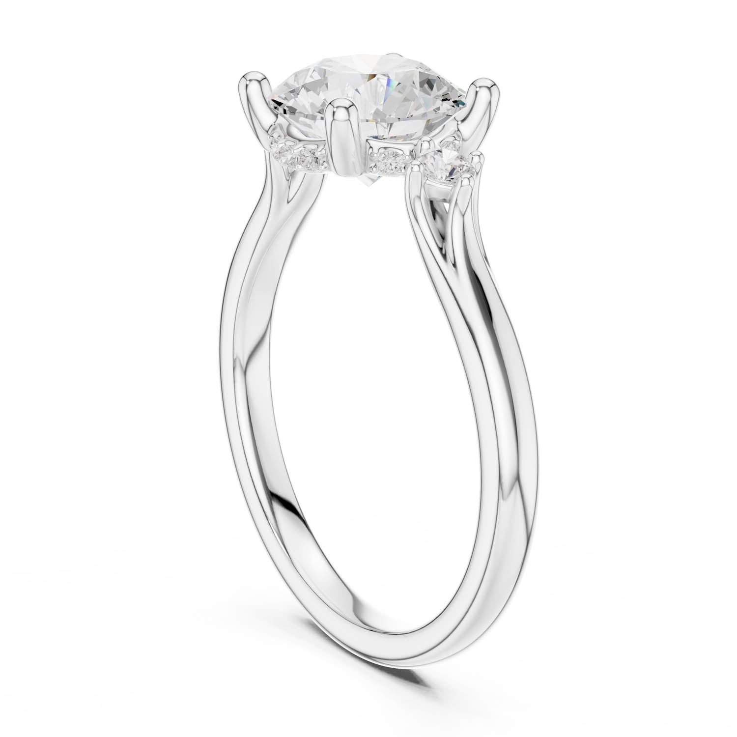 2.16 Ct. Round Brilliant Diamond Hidden Halo Engagement Ring with Side Stones (DDLR-164-RD) 12