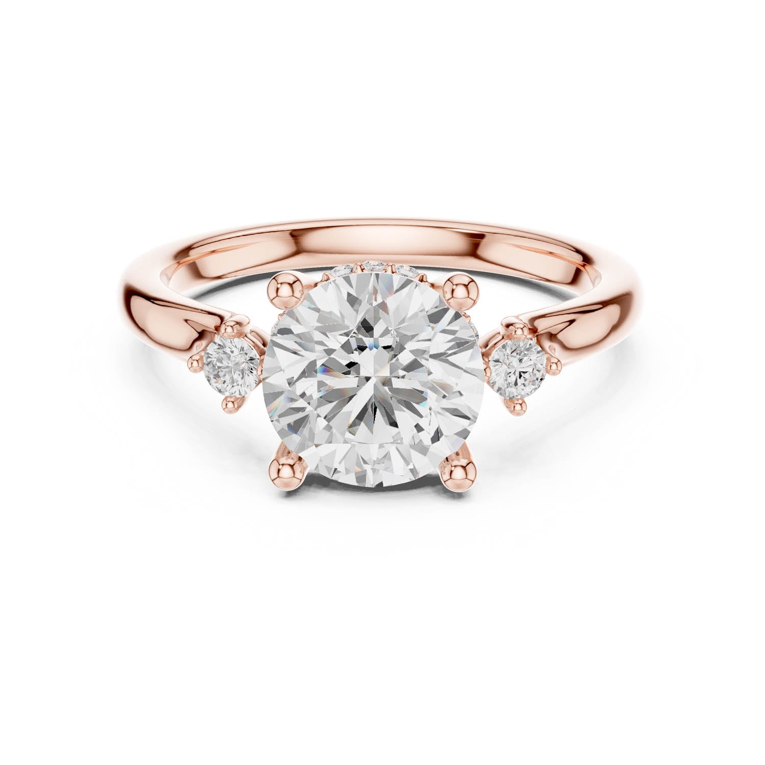 2.16 Ct. Round Brilliant Diamond Hidden Halo Engagement Ring with Side Stones (DDLR-164-RD) 6
