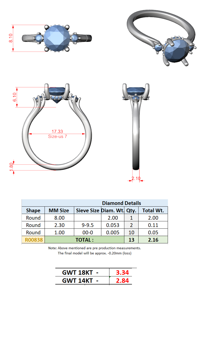 2.16 Ct. Round Brilliant Diamond Hidden Halo Engagement Ring with Side Stones (DDLR-164-RD) 13