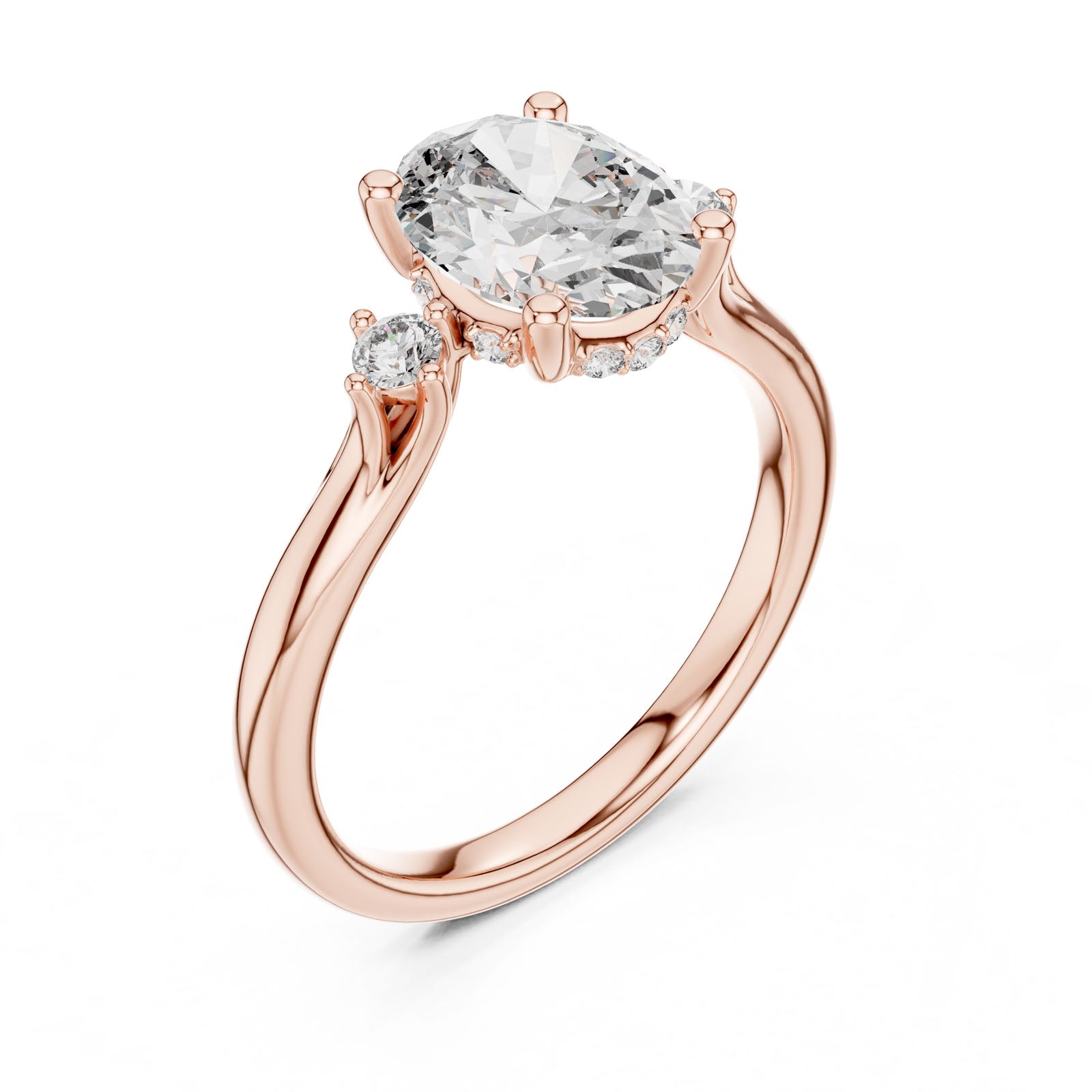 2.15 Ct. Oval Diamond Ring with Hidden Halo and Side Accent Diamond (DDLR-164) 11