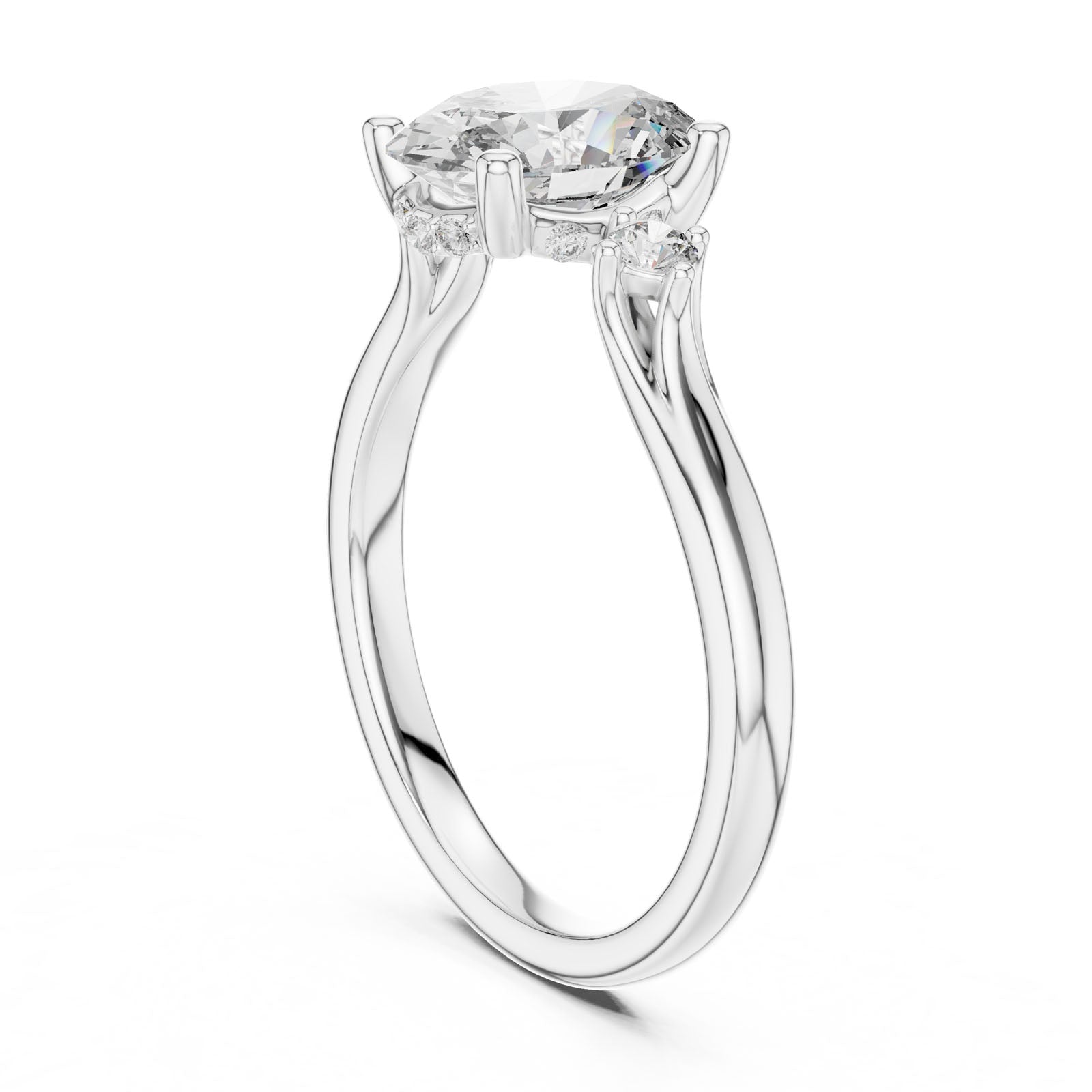 2.15 Ct. Oval Diamond Ring with Hidden Halo and Side Accent Diamond (DDLR-164) 13