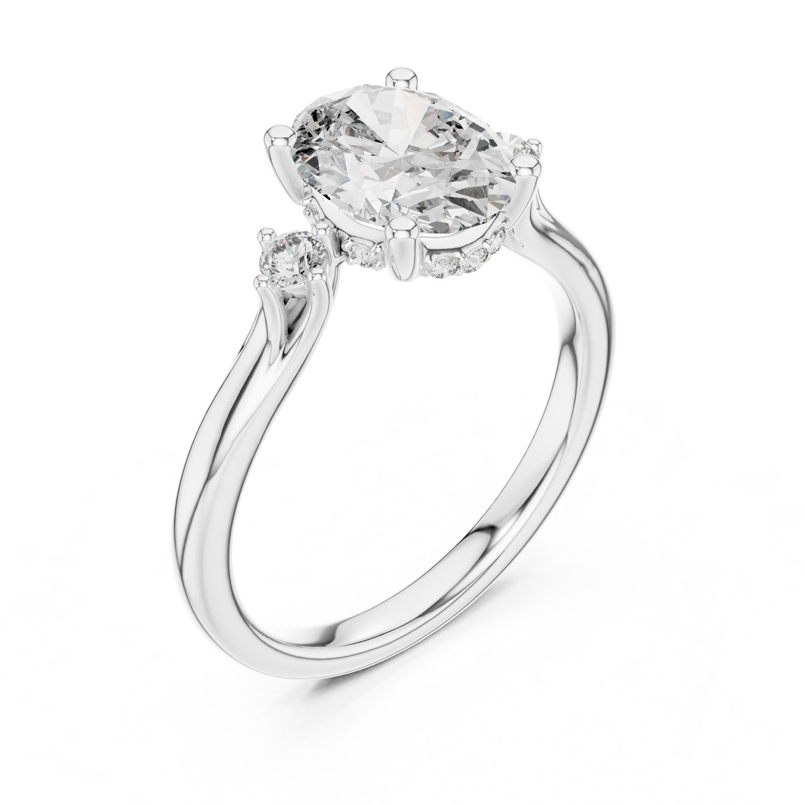 2.15 Ct. Oval Diamond Ring with Hidden Halo and Side Accent Diamond (DDLR-164) 5